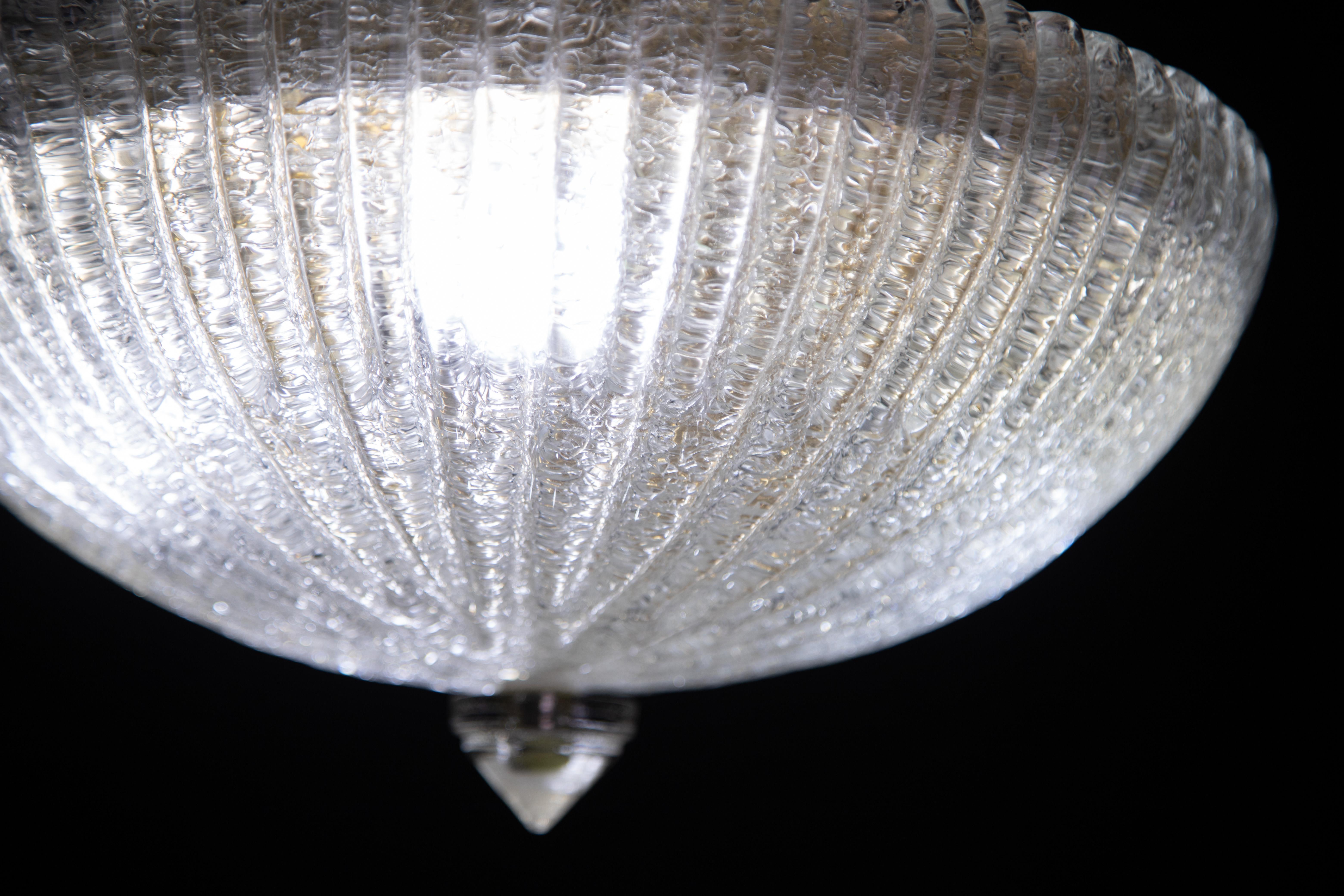 Mid-20th Century Trasparent and Gold Glass Murano Ceiling light By Barovier & Toso style , 1960 For Sale