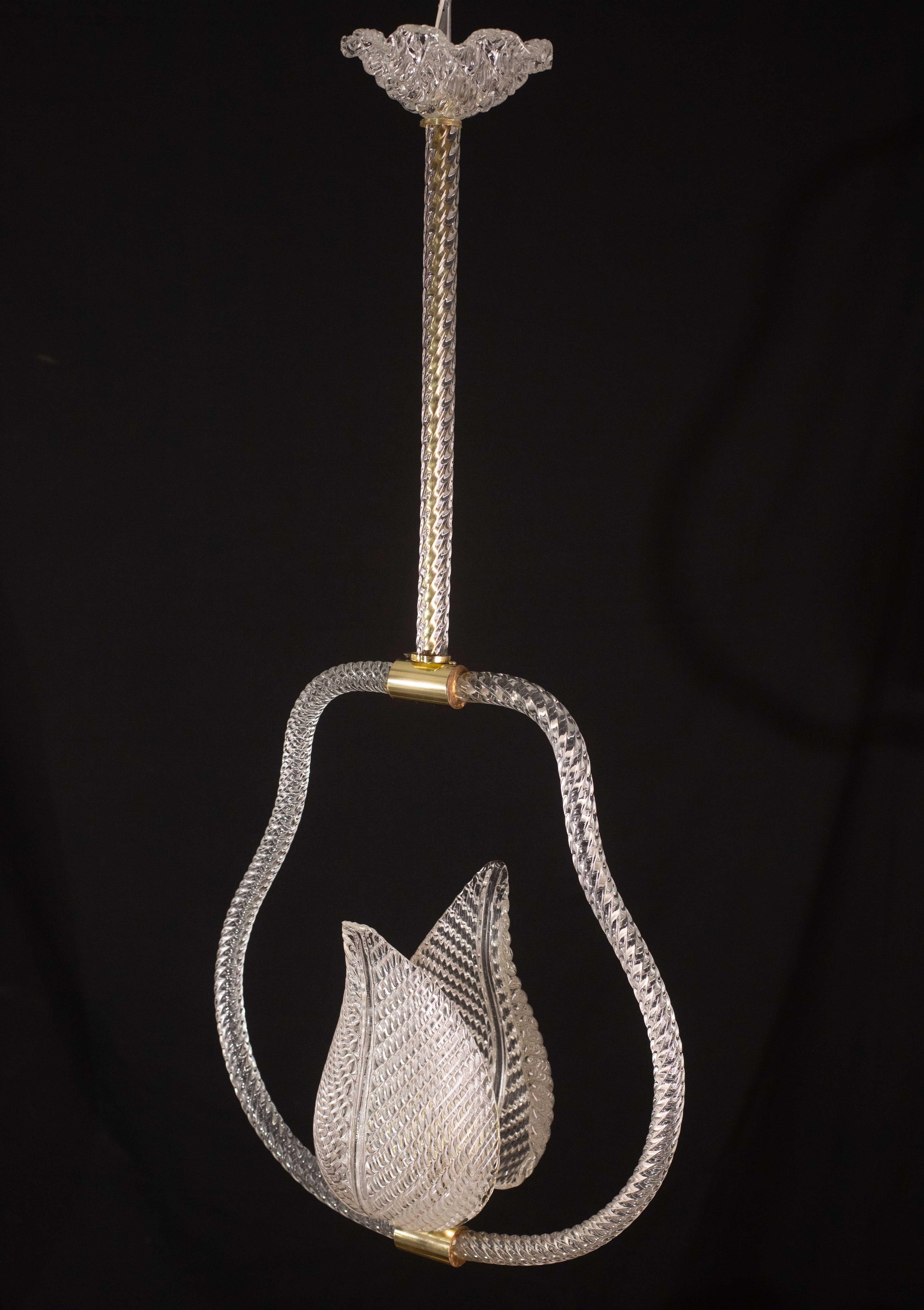 Trasparent Jewel Murano Glass Chandelier by Barovier e Toso, 1950s For Sale 7