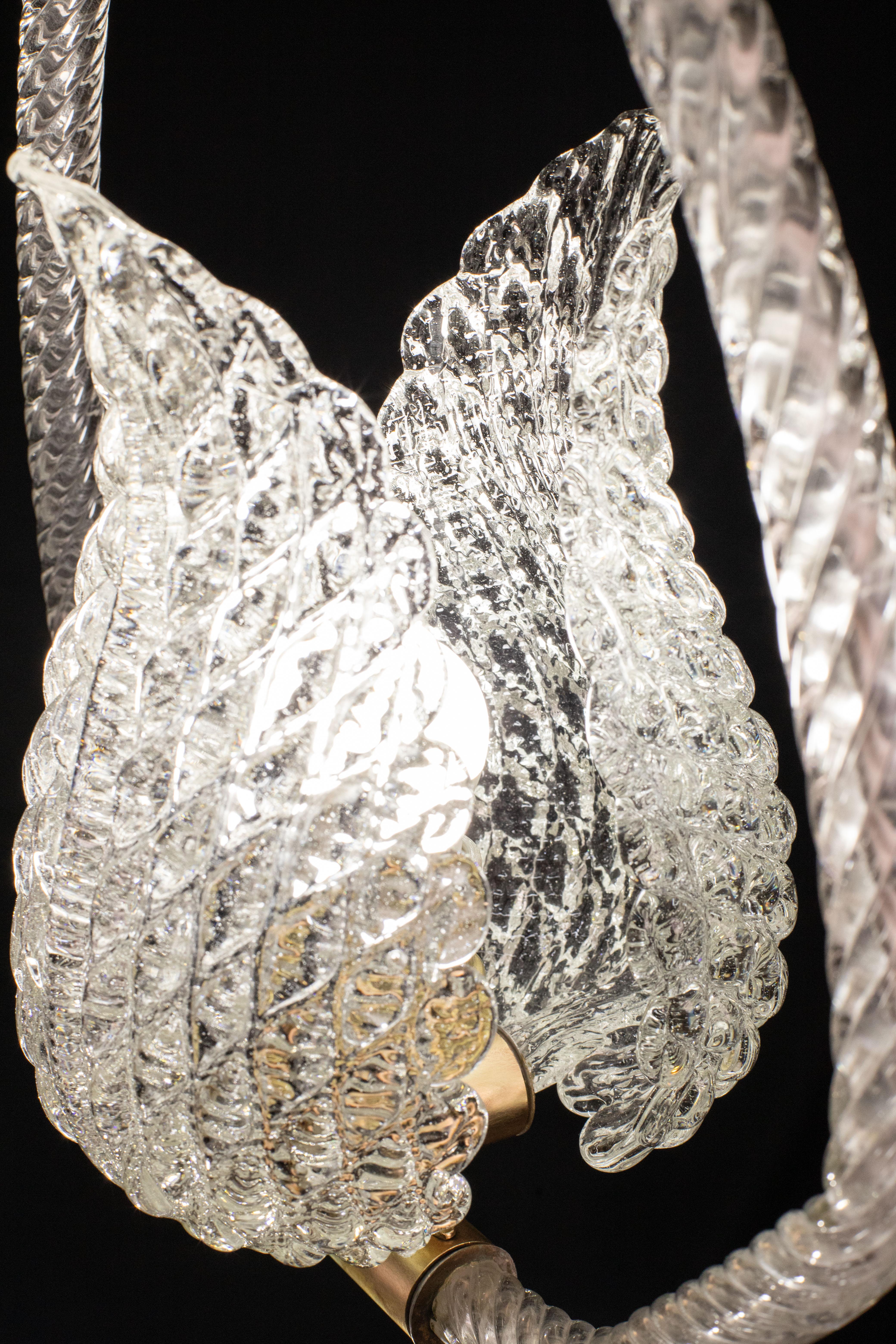 Verre de Murano Lustre en verre de Murano Trasparent Jewel de Barovier e Toso, années 1950 en vente