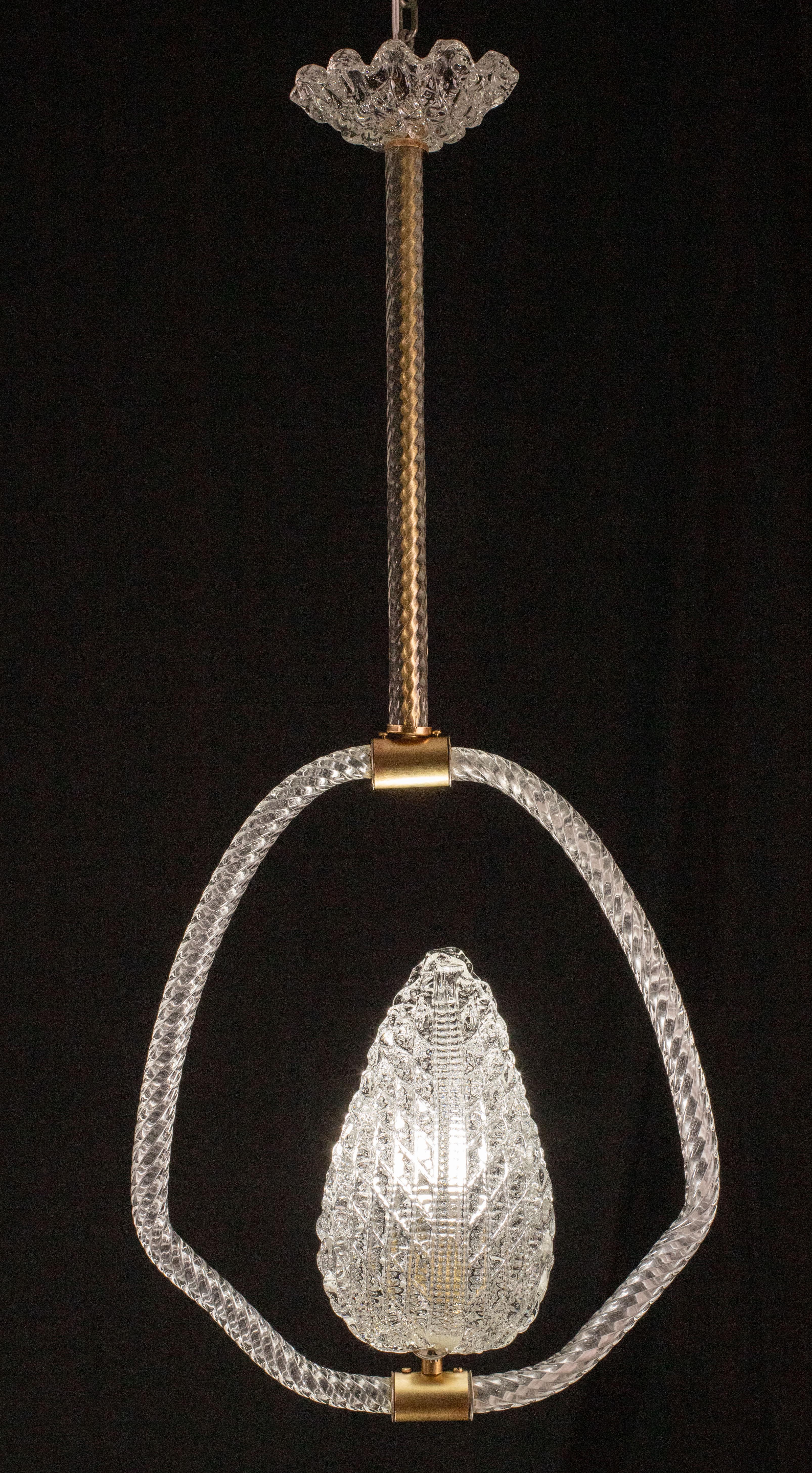 Trasparent Jewel Murano Glass Chandelier by Barovier e Toso, 1950s For Sale 5