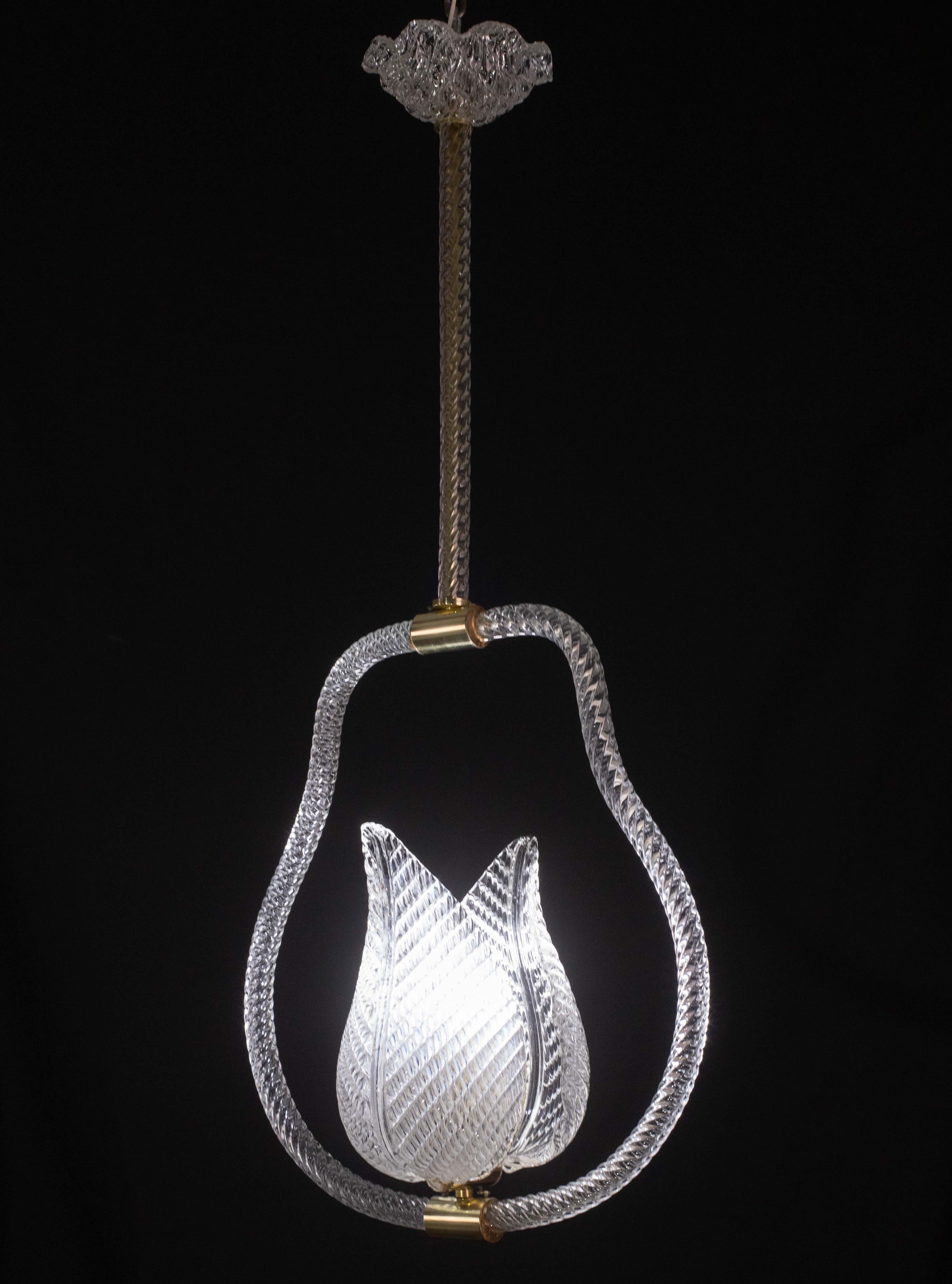 Trasparent Jewel Murano Glass Chandelier by Barovier e Toso, 1950s For Sale 4