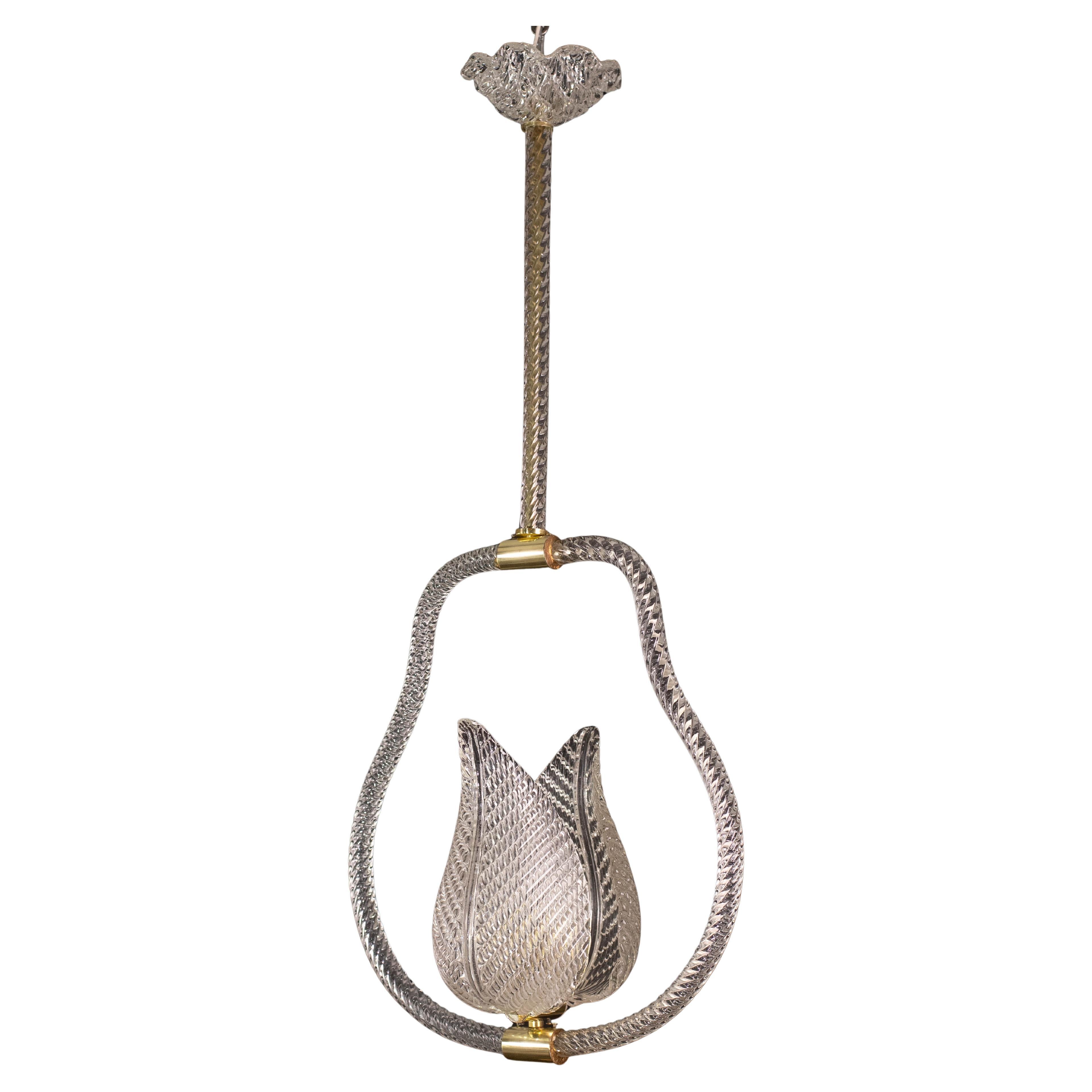Lampadario Trasparent Jewell in vetro di Murano di Barovier e Toso, anni '50
