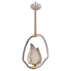 Trasparent Leaves Murano Glass Chandelier by Barovier e Toso, 1950s