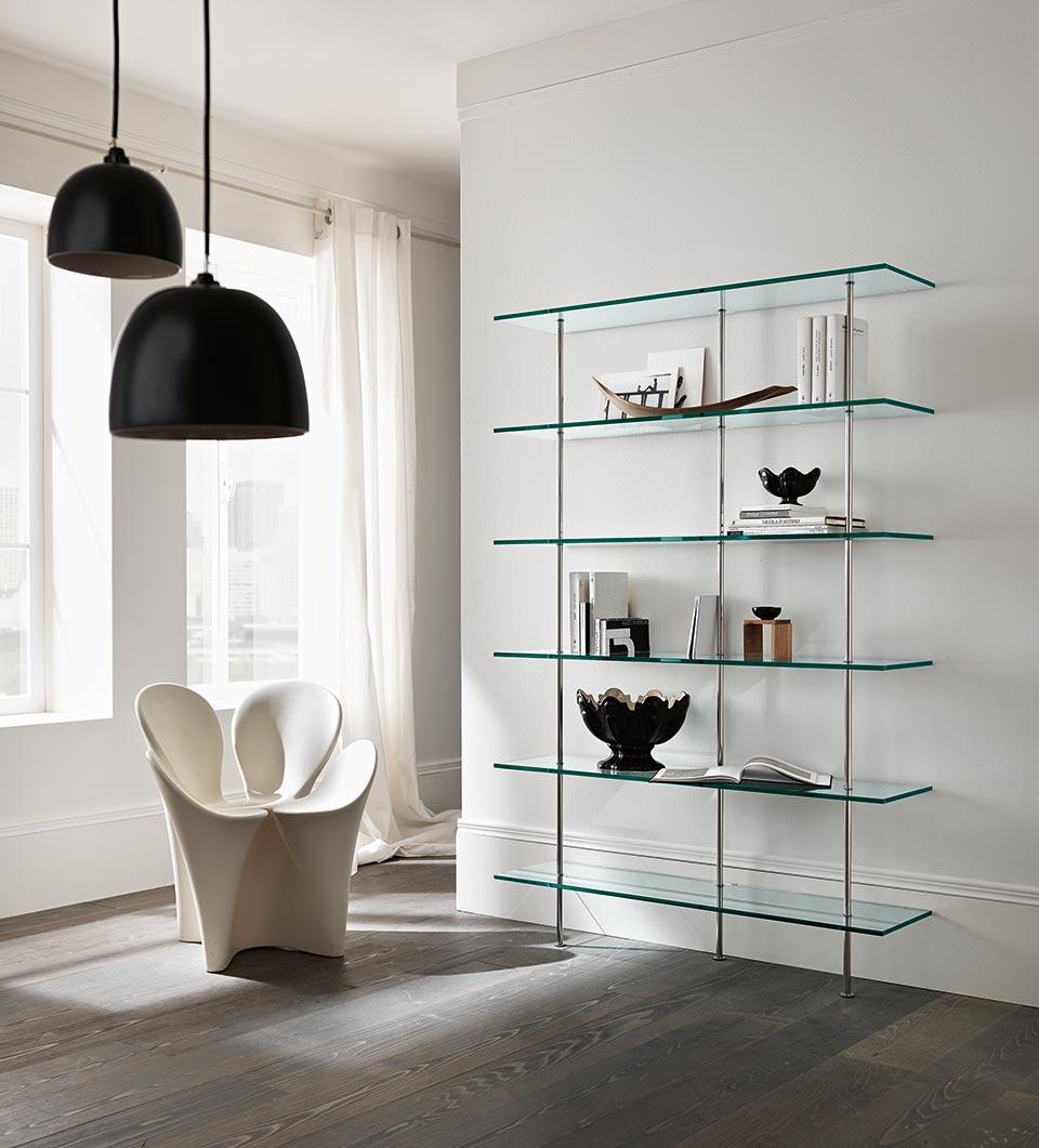 italien Bibliothèque en verre Trasparenza, Am designs by D'Urbino e Lomazzi, Made in Italy en vente