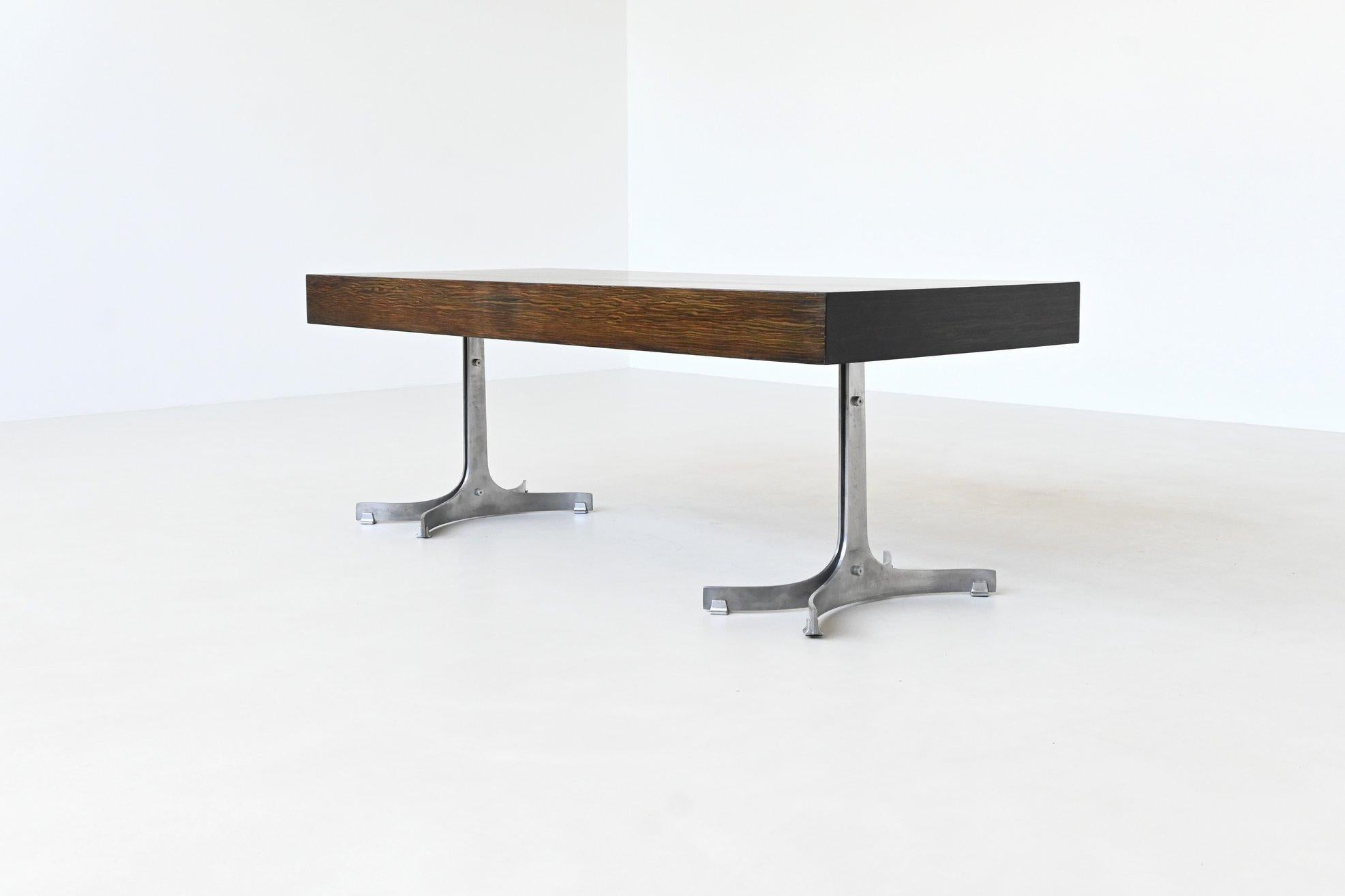 Trau Arredamenti Metallici S.P.A. large desk in rosewood Italy 1960 For Sale 9