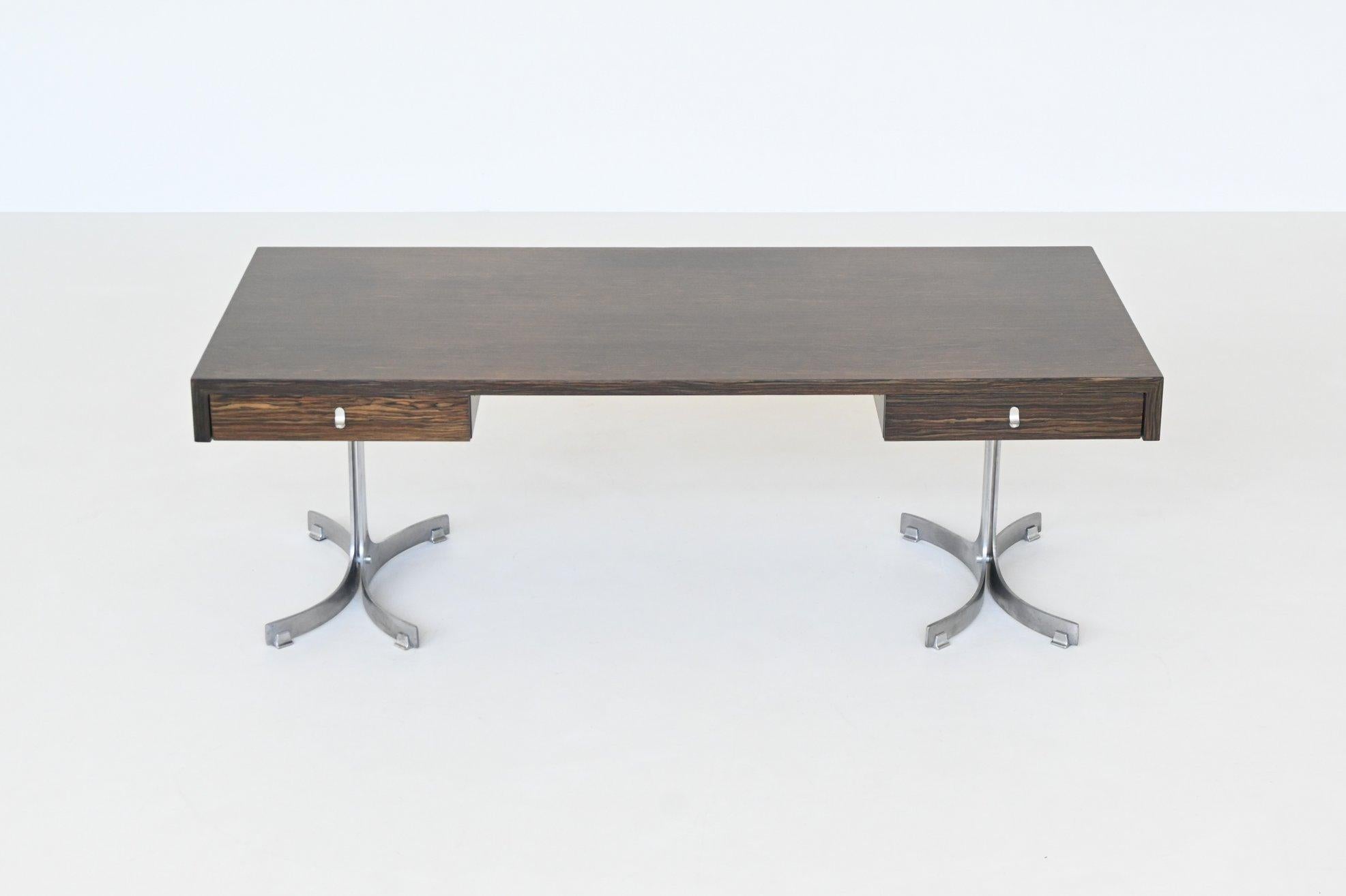 Trau Arredamenti Metallici S.P.A. large desk in rosewood Italy 1960 For Sale 10