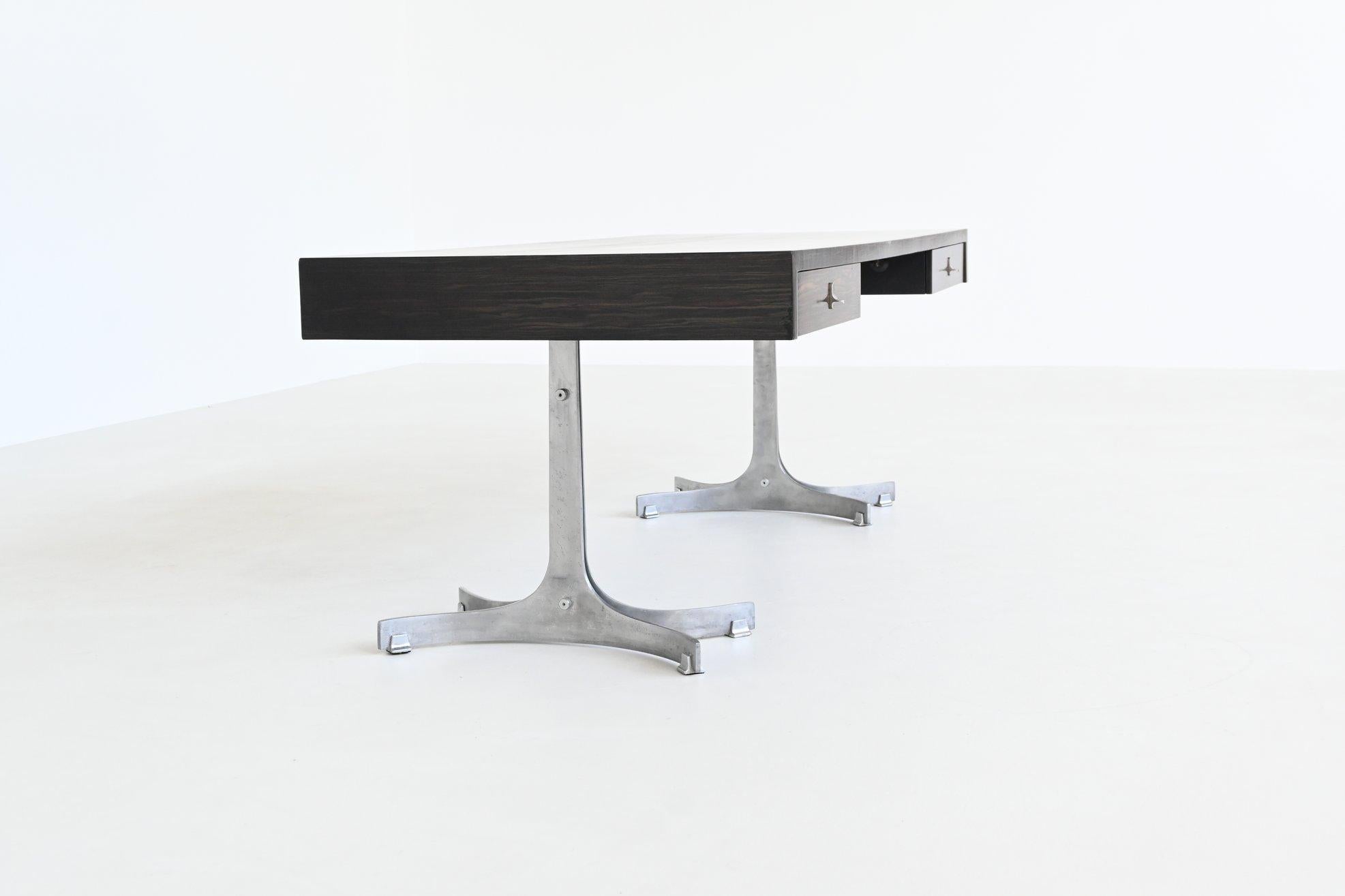 Mid-Century Modern Trau Arredamenti Metallici S.P.A. large desk in rosewood Italy 1960 For Sale