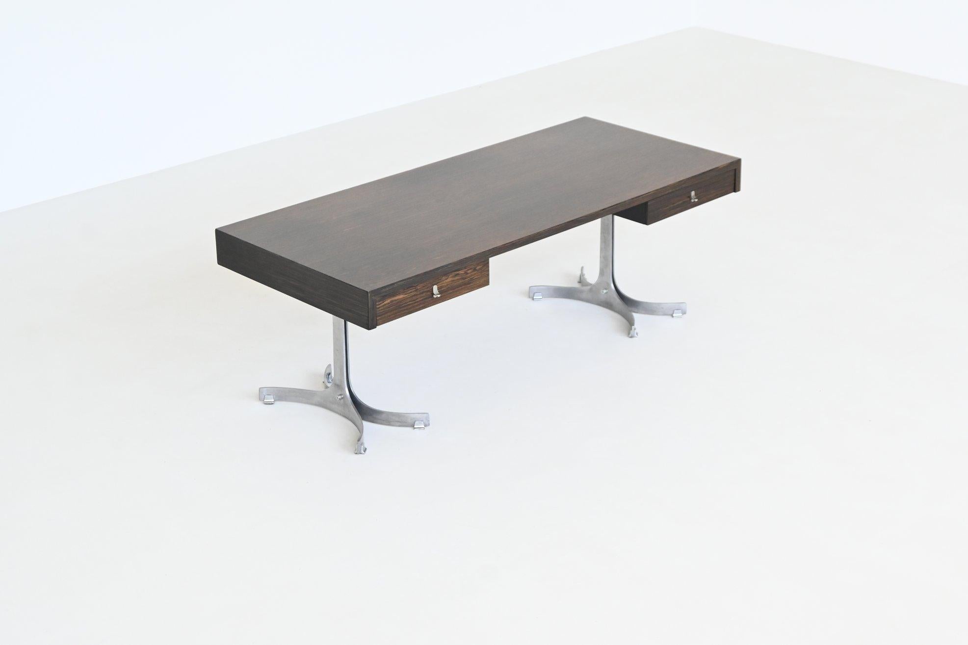 Italian Trau Arredamenti Metallici S.P.A. large desk in rosewood Italy 1960 For Sale