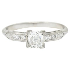 Traub 0.63 Carat Old Mine Diamond Platinum Fishtail Engagement Ring GIA