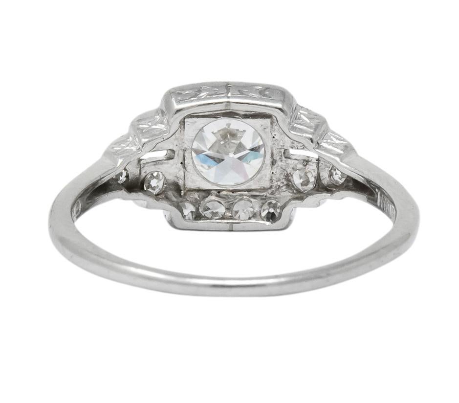 Women's or Men's Traub Art Deco 0.85 Carat Diamond Platinum Engagement Ring