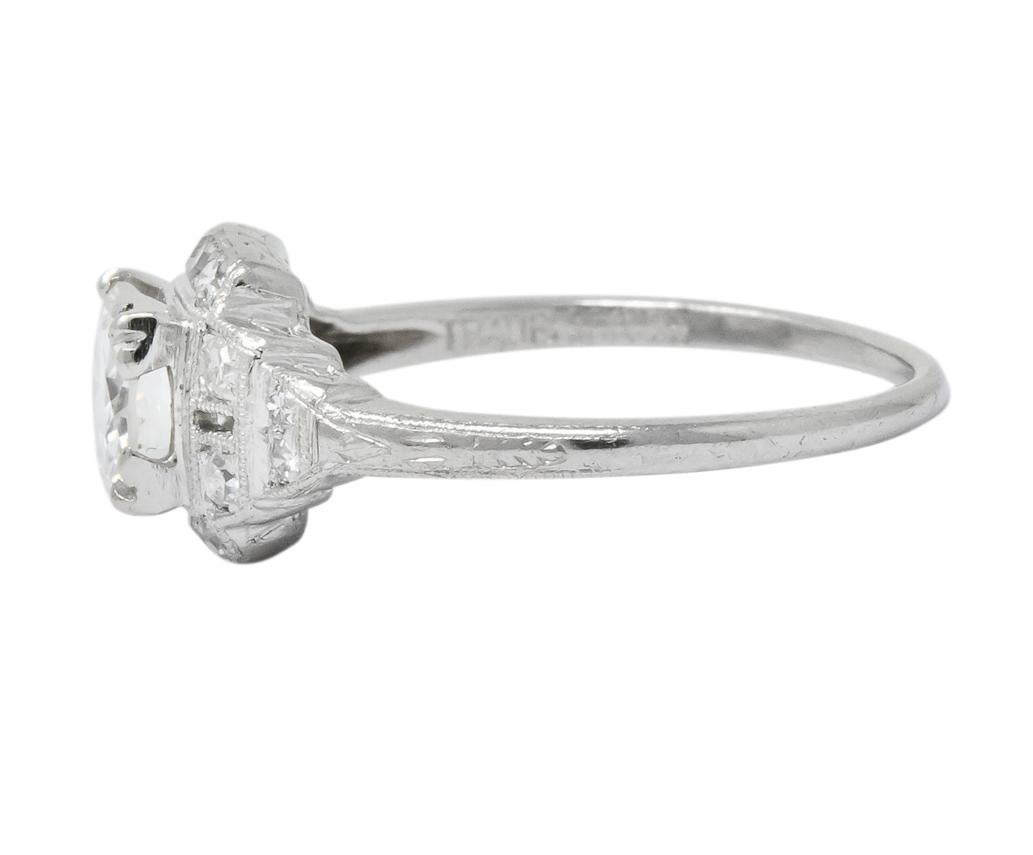Traub Art Deco 0.85 Carat Diamond Platinum Engagement Ring 1