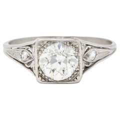 Traub Mfg. Art Deco 1.07 CTW Diamond Platinum Scrolling Vintage Engagement Ring