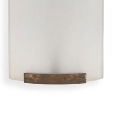 Travail Français, Pair of Corner Sconces in Matt Glass, Bronze, circa 1940