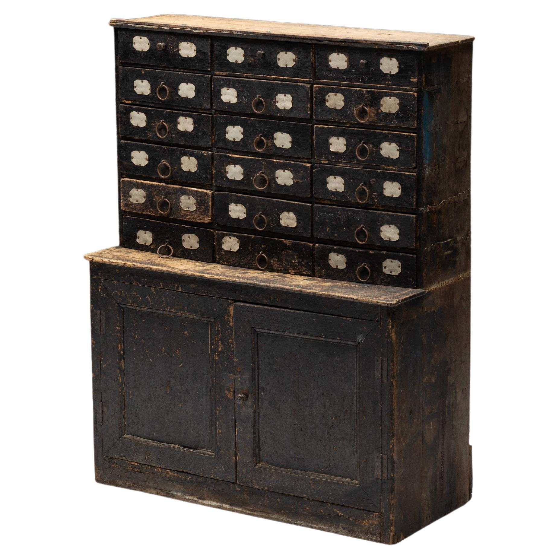 Travail Populaire Apothecary Cabinet, France, 19th Century