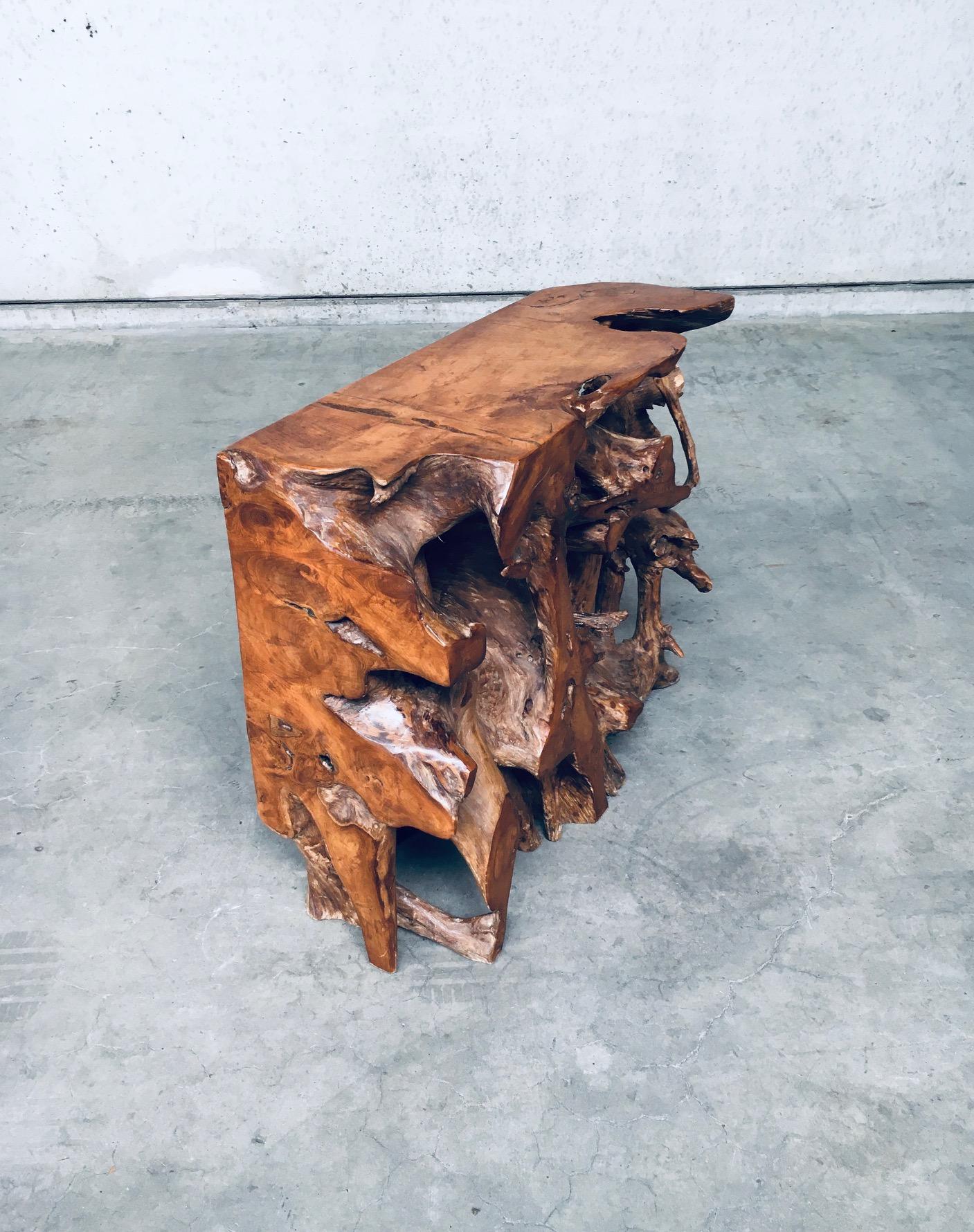Consolle Travail Populaire Burl Root Wood, Italia, anni '60 in vendita 4