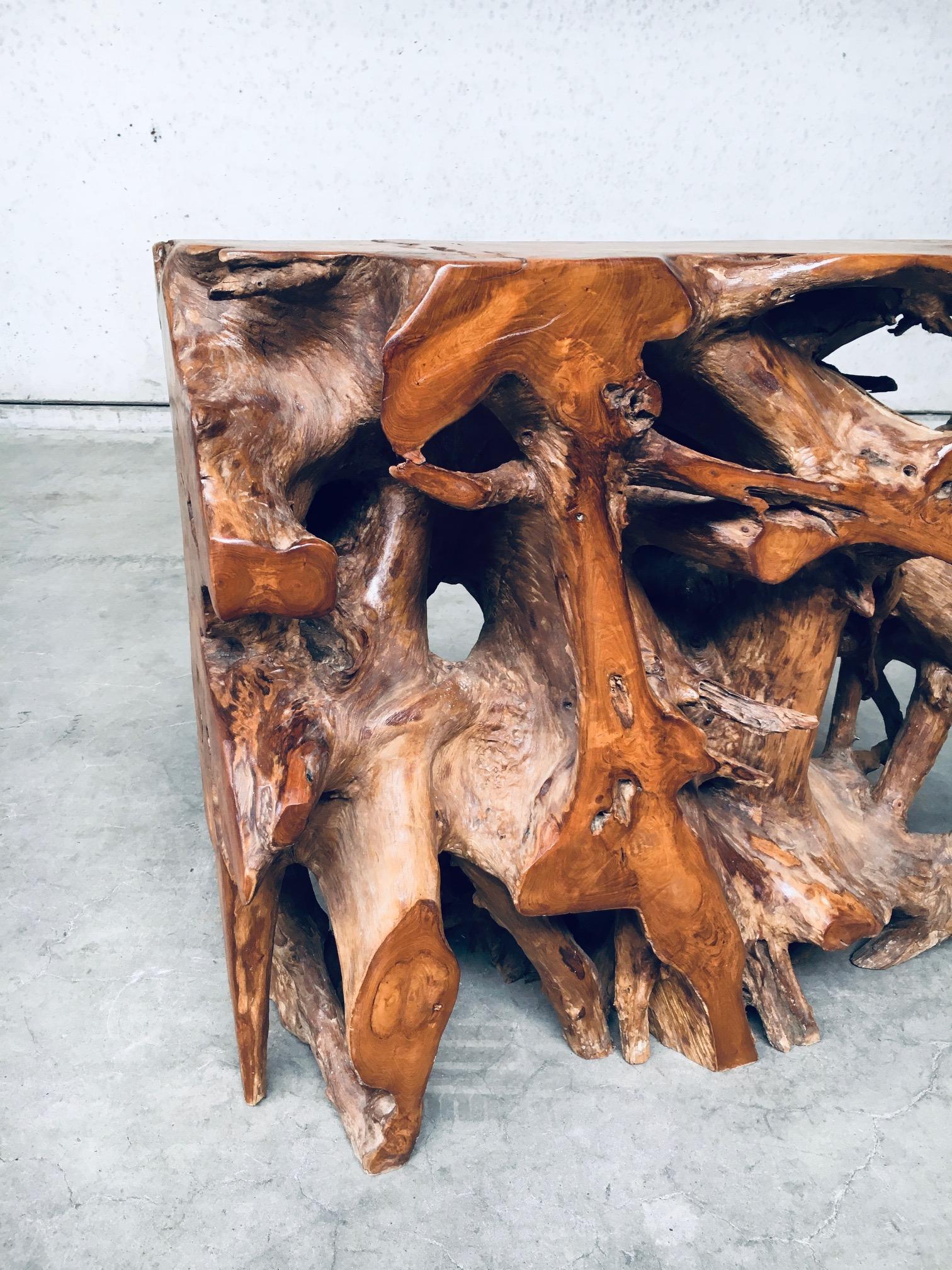 Consolle Travail Populaire Burl Root Wood, Italia, anni '60 in vendita 5