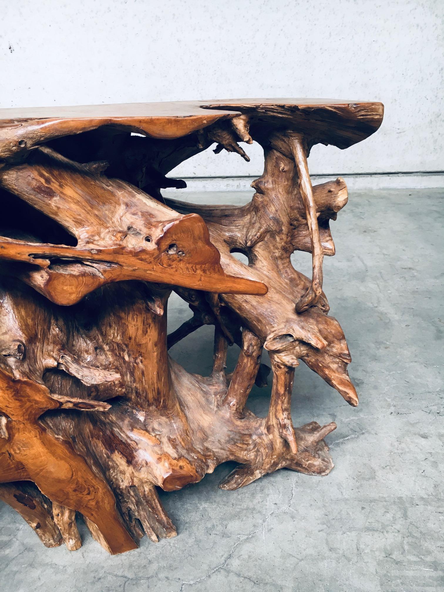 Consolle Travail Populaire Burl Root Wood, Italia, anni '60 in vendita 6