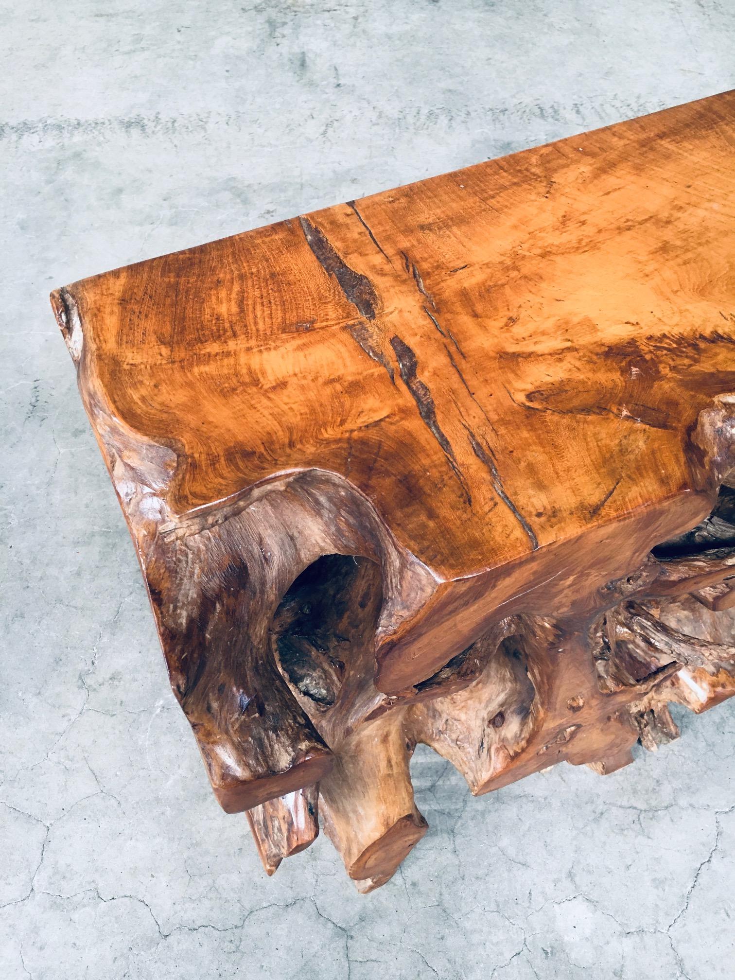 Consolle Travail Populaire Burl Root Wood, Italia, anni '60 in vendita 11