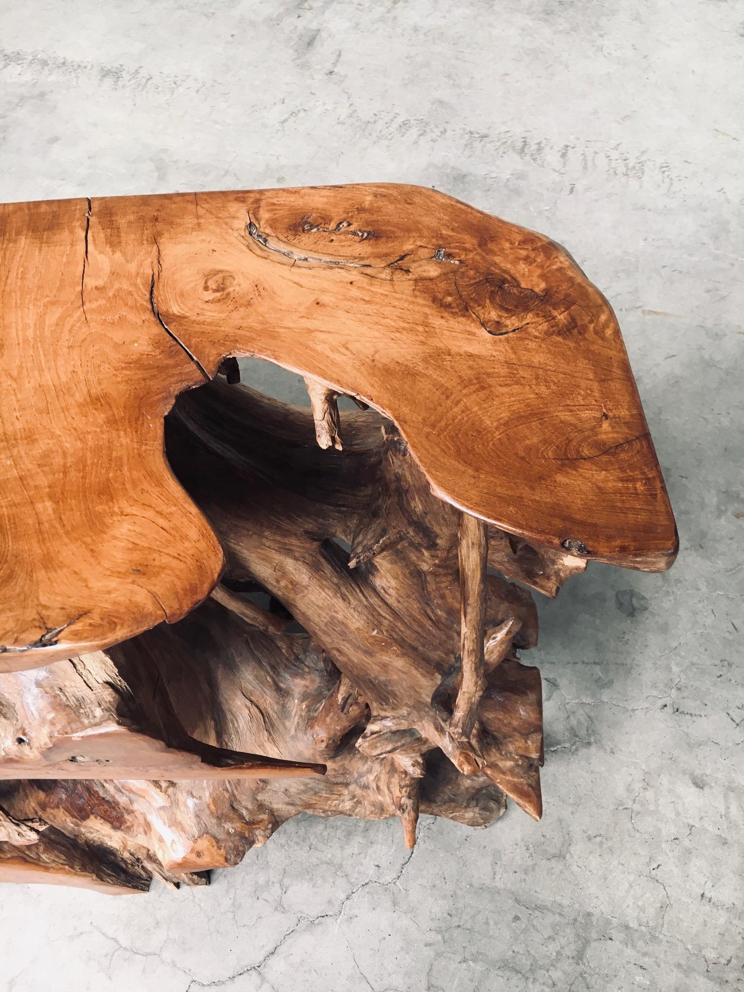 Consolle Travail Populaire Burl Root Wood, Italia, anni '60 in vendita 13