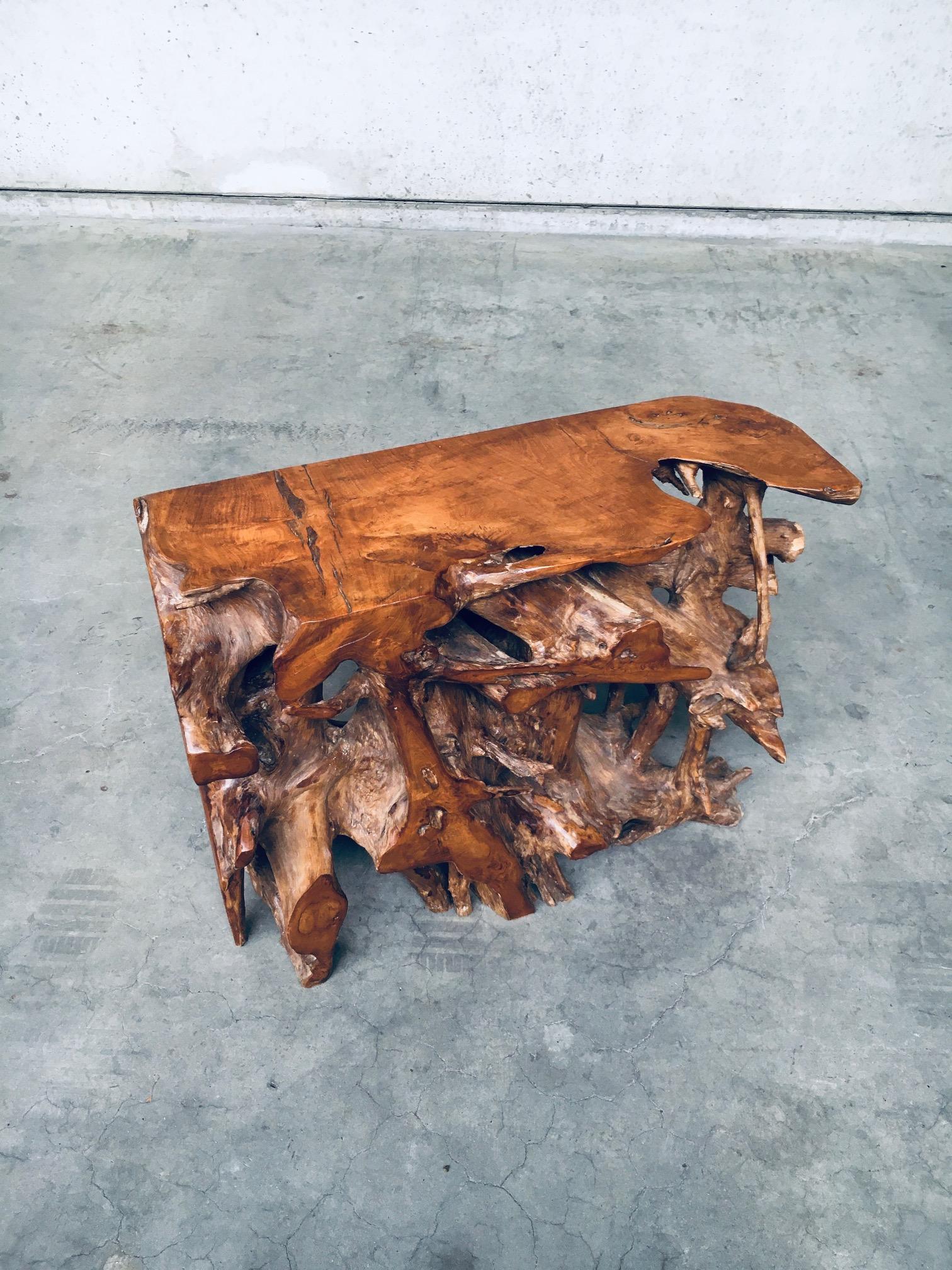Metà XX secolo Consolle Travail Populaire Burl Root Wood, Italia, anni '60 in vendita