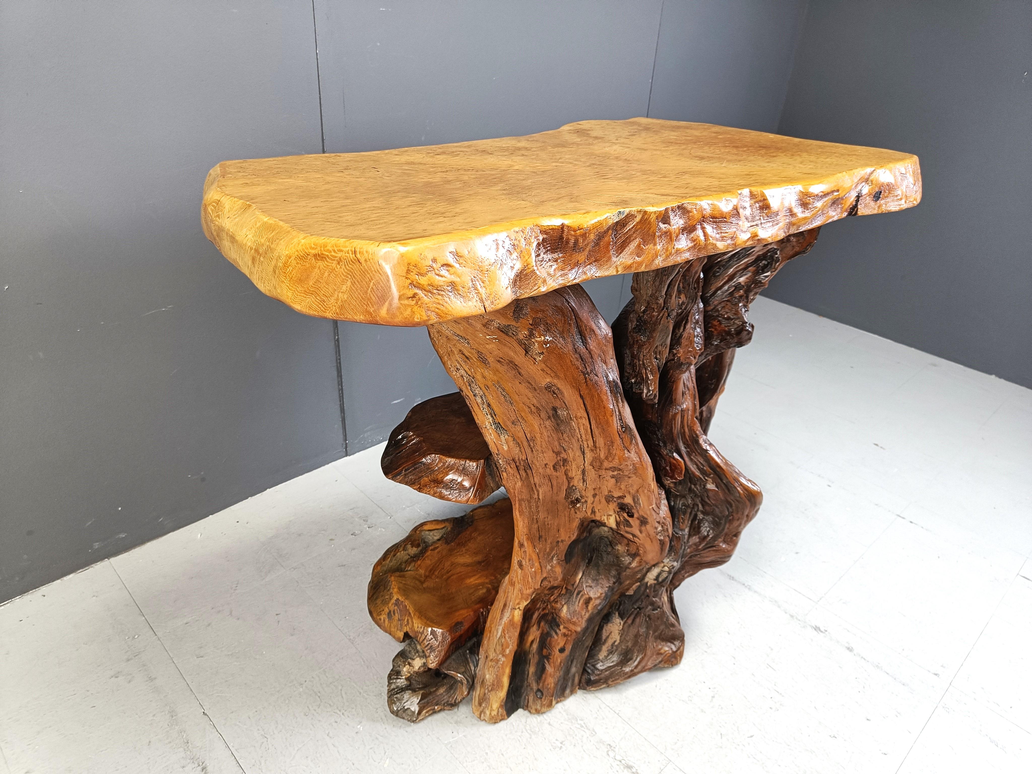 Olive Travail Populaire Burl Root Wood Console, Italy, 1960s