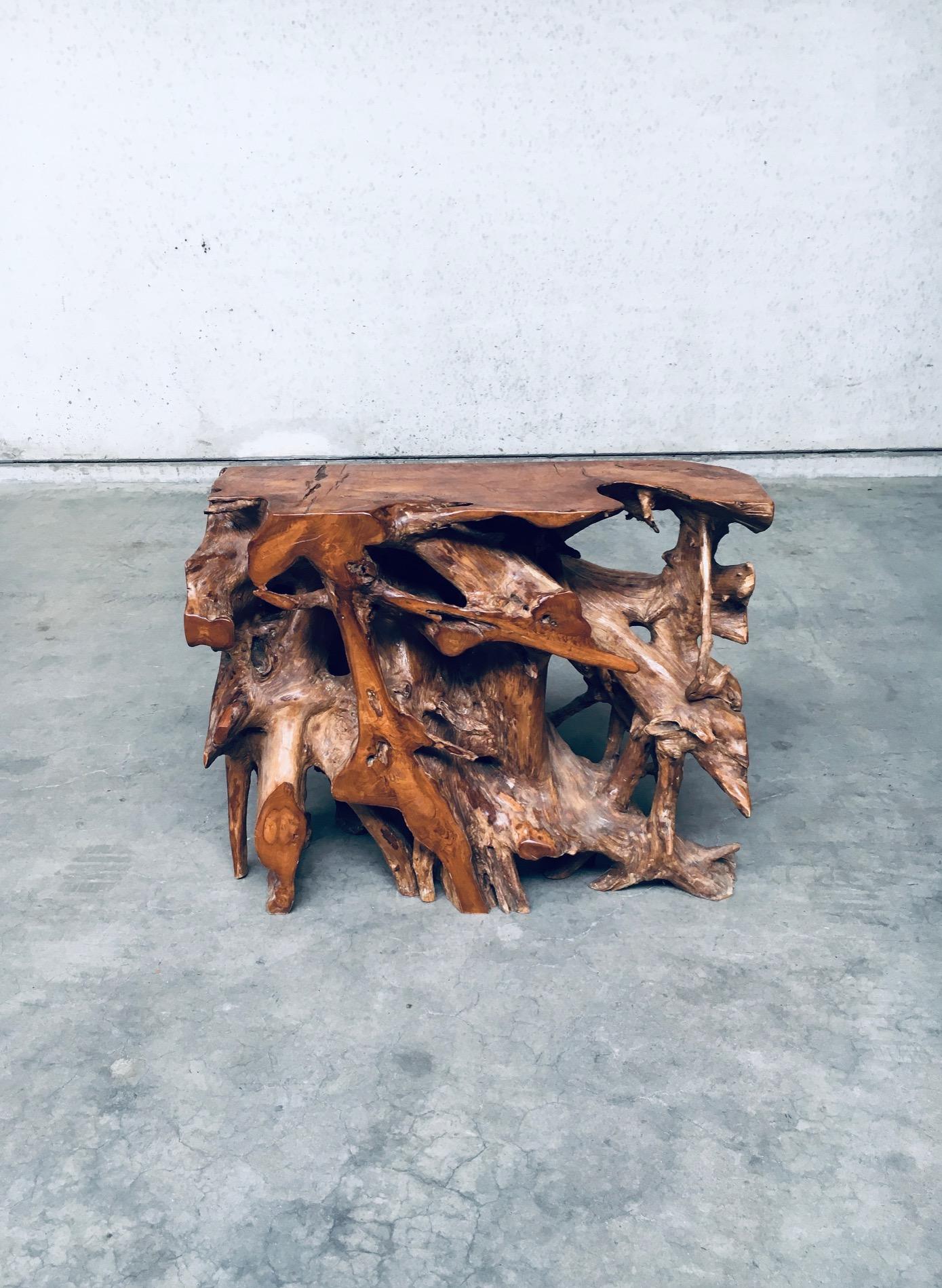 Legno Consolle Travail Populaire Burl Root Wood, Italia, anni '60 in vendita