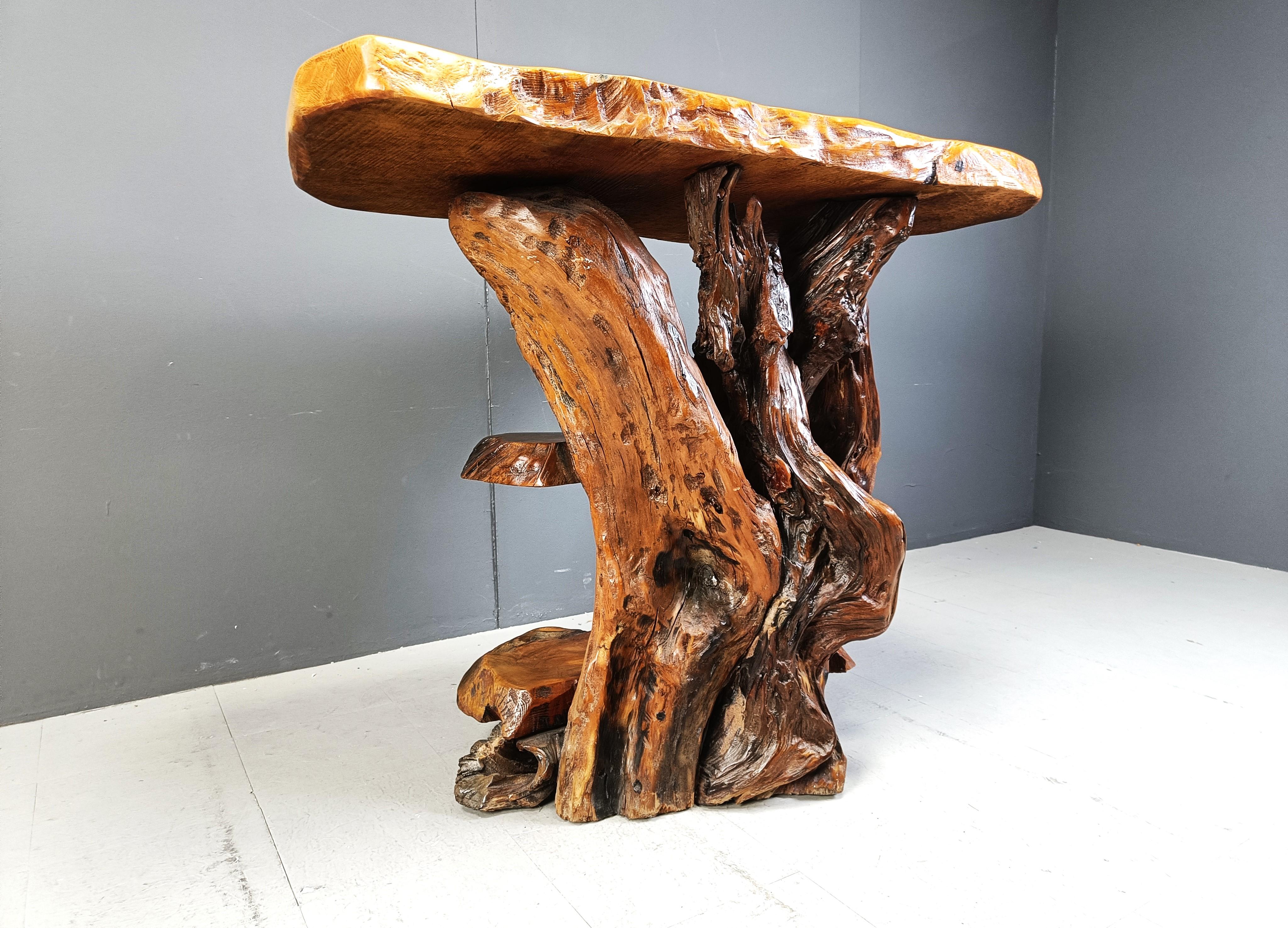 Travail Populaire Burl Root Wood Console, Italy, 1960s 1
