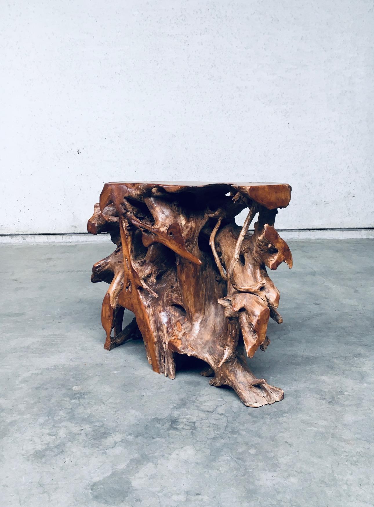 Consolle Travail Populaire Burl Root Wood, Italia, anni '60 in vendita 1