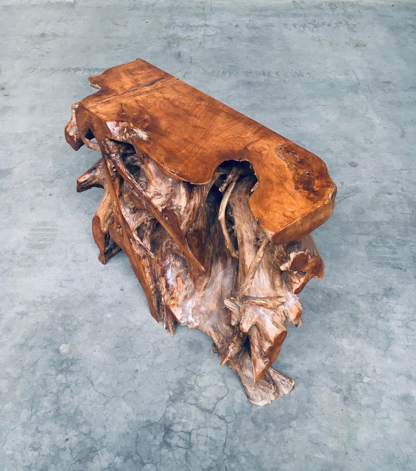 Consolle Travail Populaire Burl Root Wood, Italia, anni '60 in vendita 2