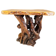 Travail Populaire Burl Root Wood Console, Italy, 1960s