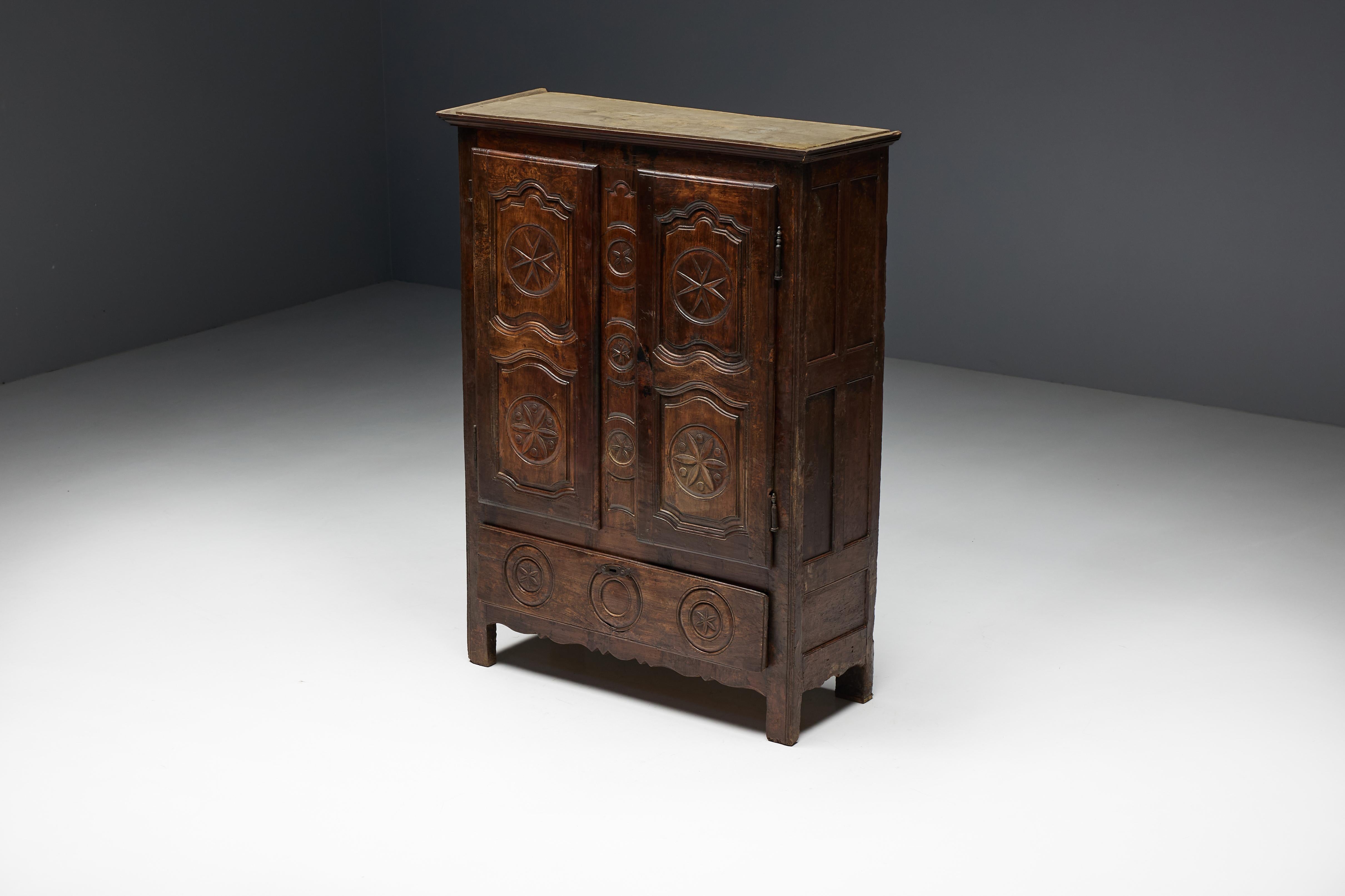 Folk Art Travail Populaire Cabinet, France, 19th Century For Sale