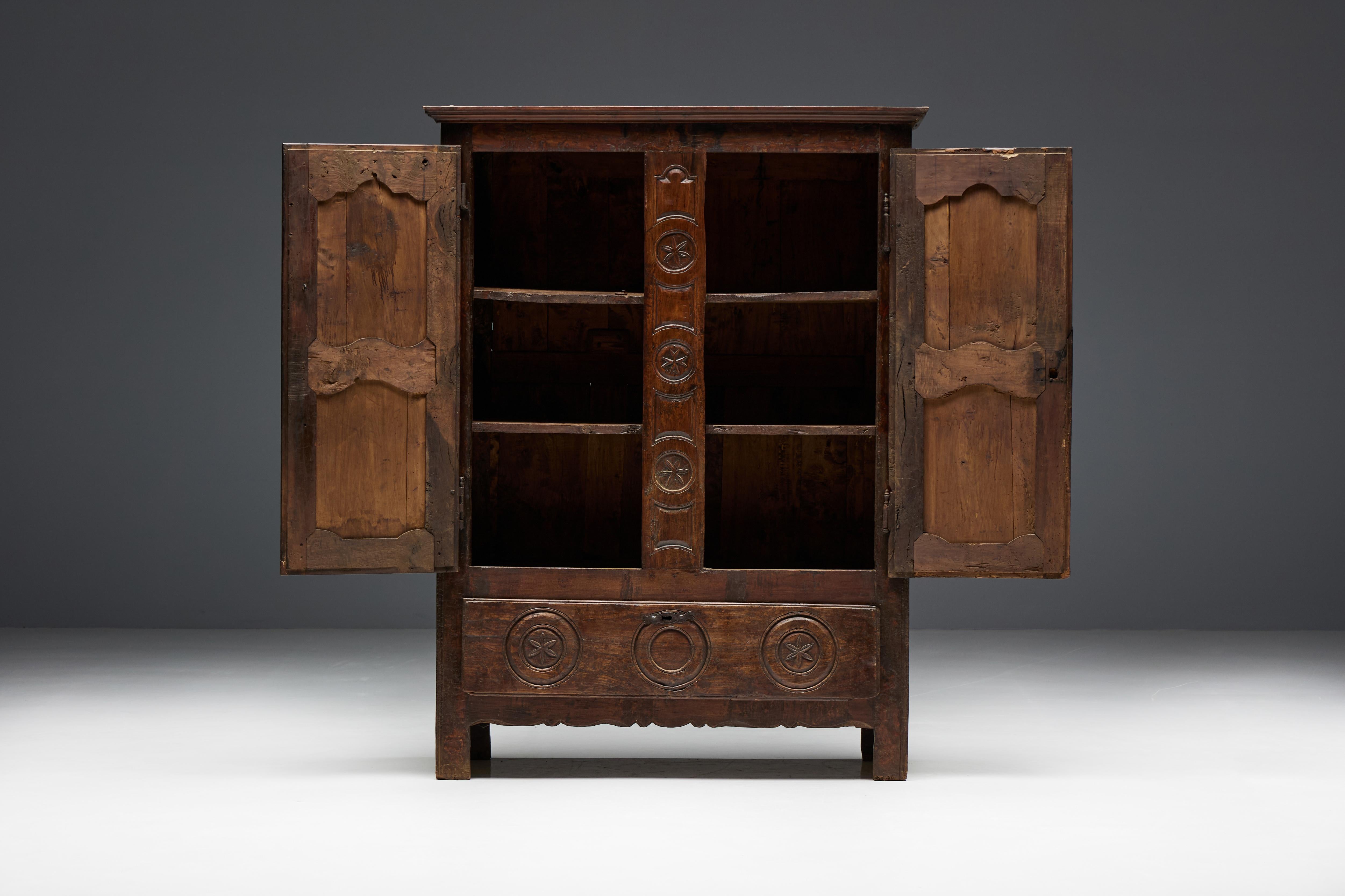 Wood Travail Populaire Cabinet, France, 19th Century For Sale