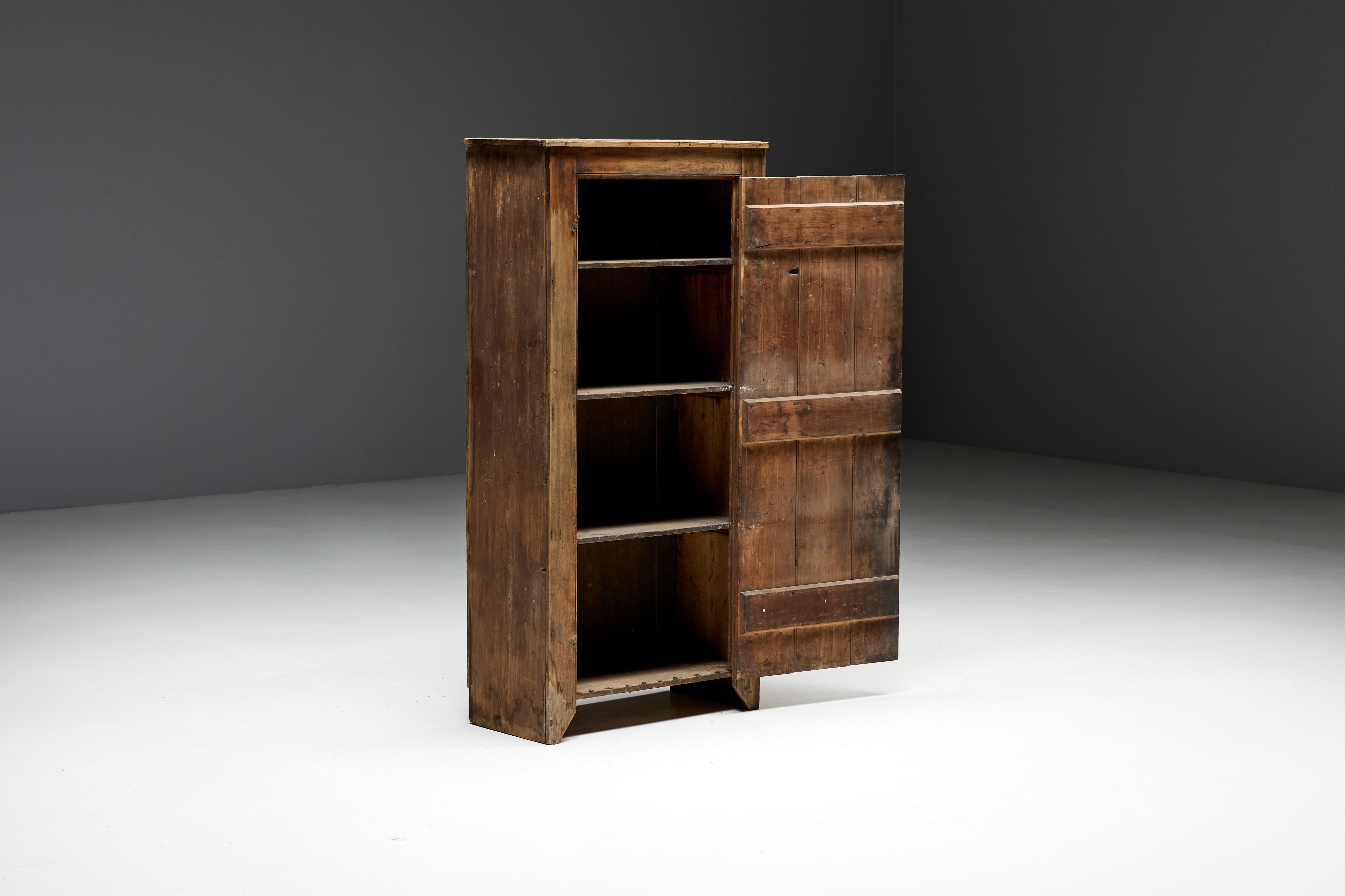 Wood Rustic Travail Populaire Cabinet, France, 19th Century For Sale