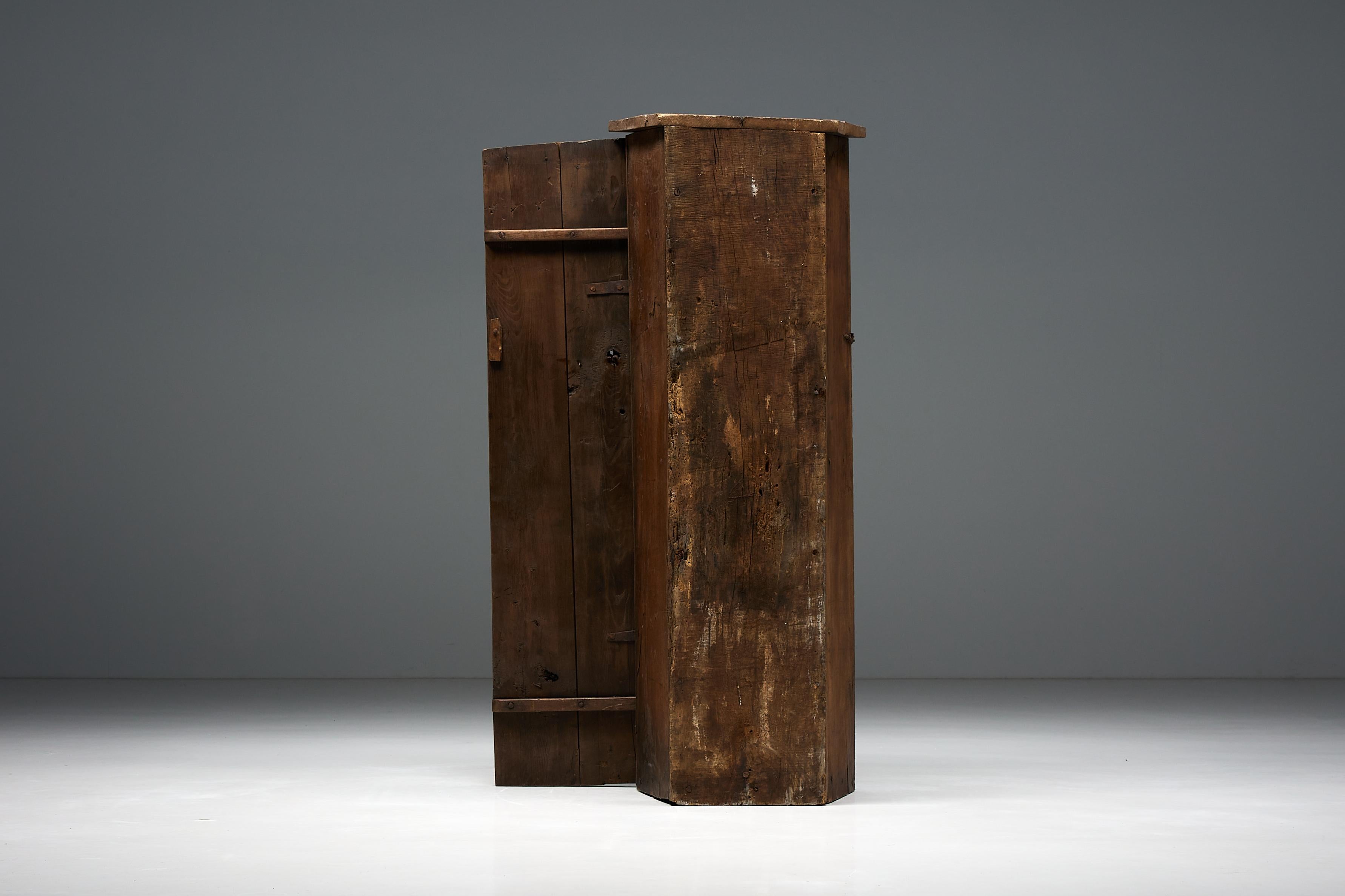 Travail Populaire Monoxylite Cupboard, France, 19th Century For Sale 1