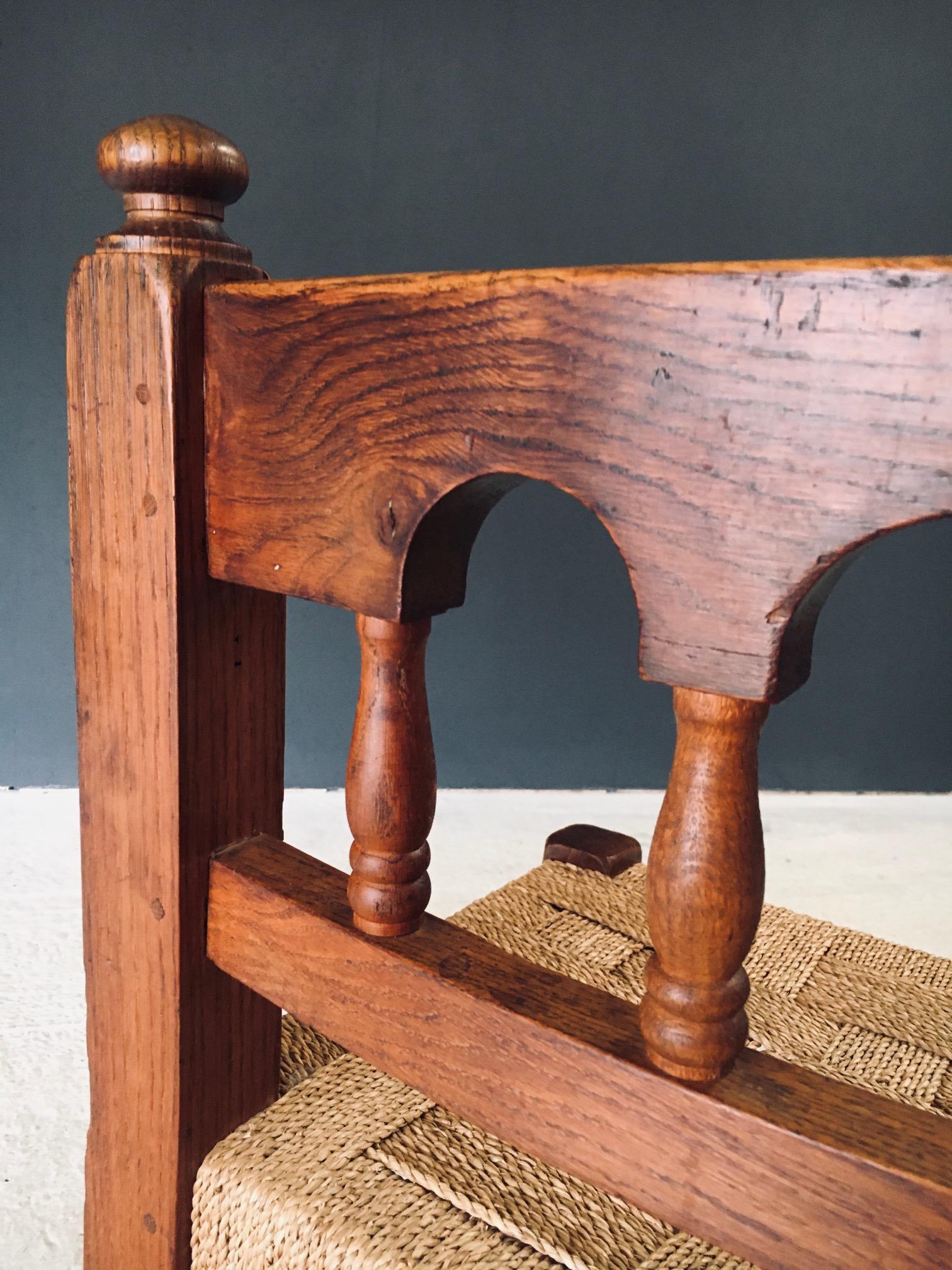 Chaise d'appoint Travail Populaire Oak & Rope, Belgique 1950's en vente 3