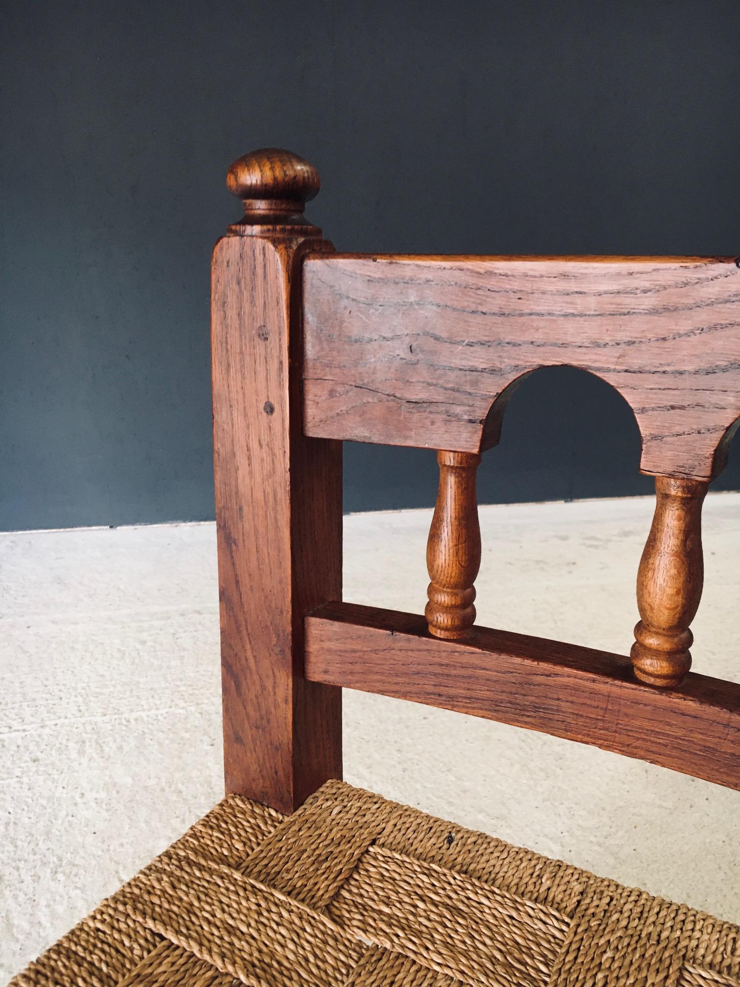 Chaise d'appoint Travail Populaire Oak & Rope, Belgique 1950's en vente 5