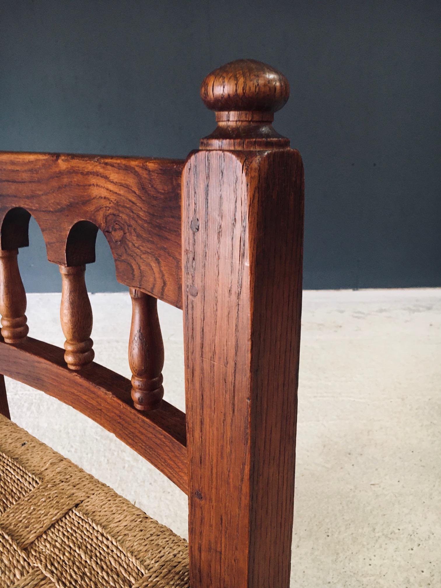 Chaise d'appoint Travail Populaire Oak & Rope, Belgique 1950's en vente 6