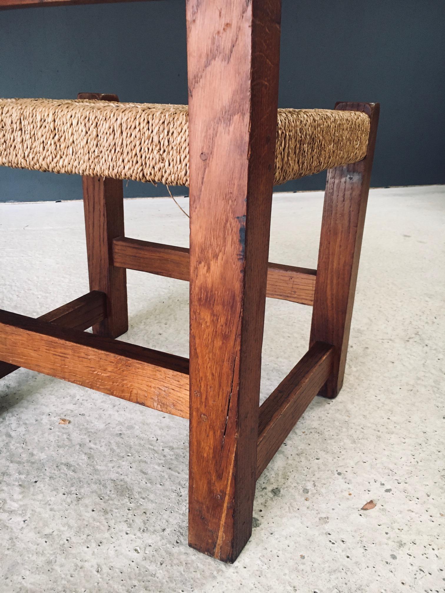 Chaise d'appoint Travail Populaire Oak & Rope, Belgique 1950's en vente 11