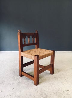Travail Populaire Oak & Rope Side Chair, Belgium 1950's