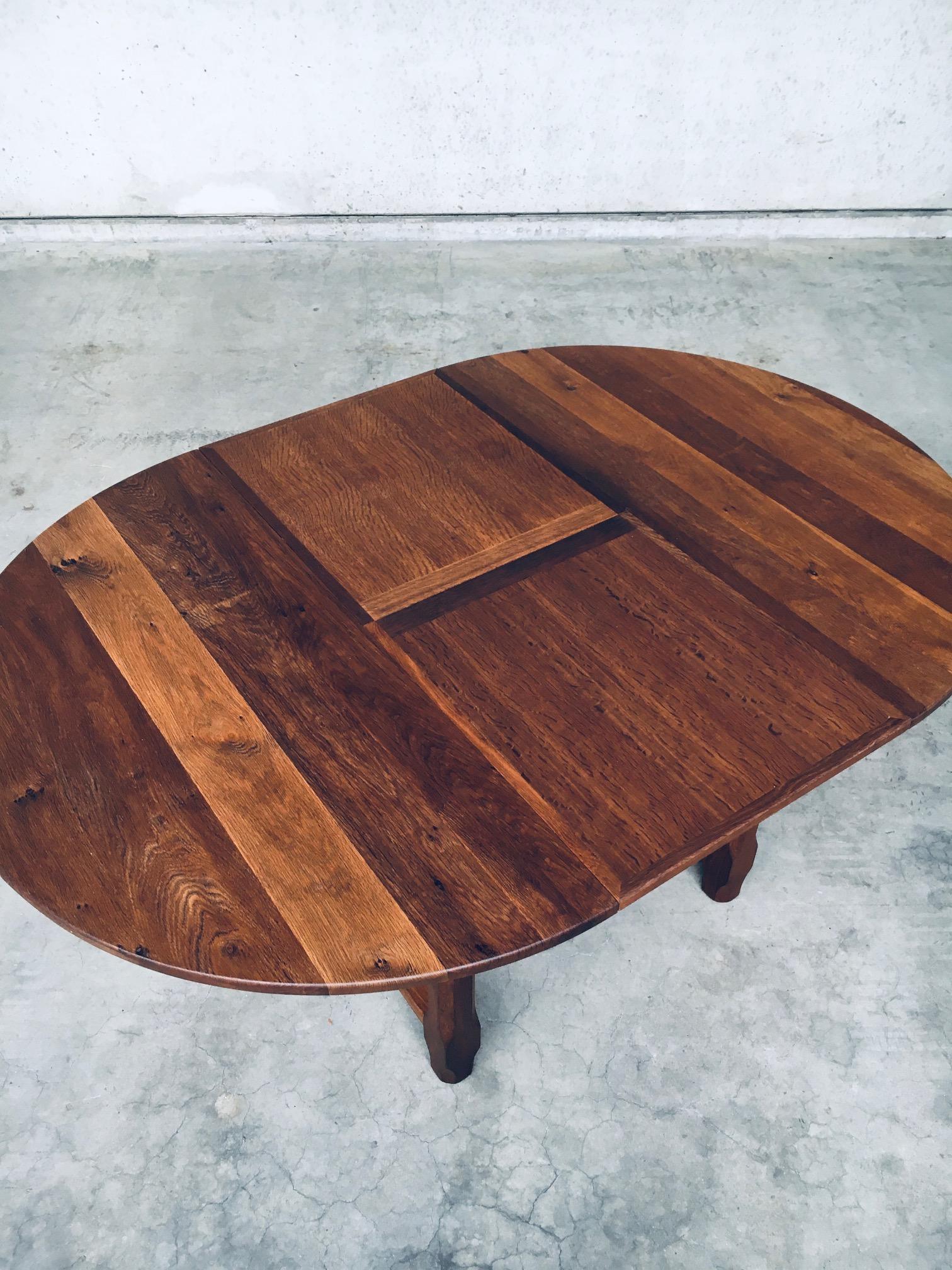 Travail Populaire Solid Oak Extendable Dining table, France 1930's For Sale 5