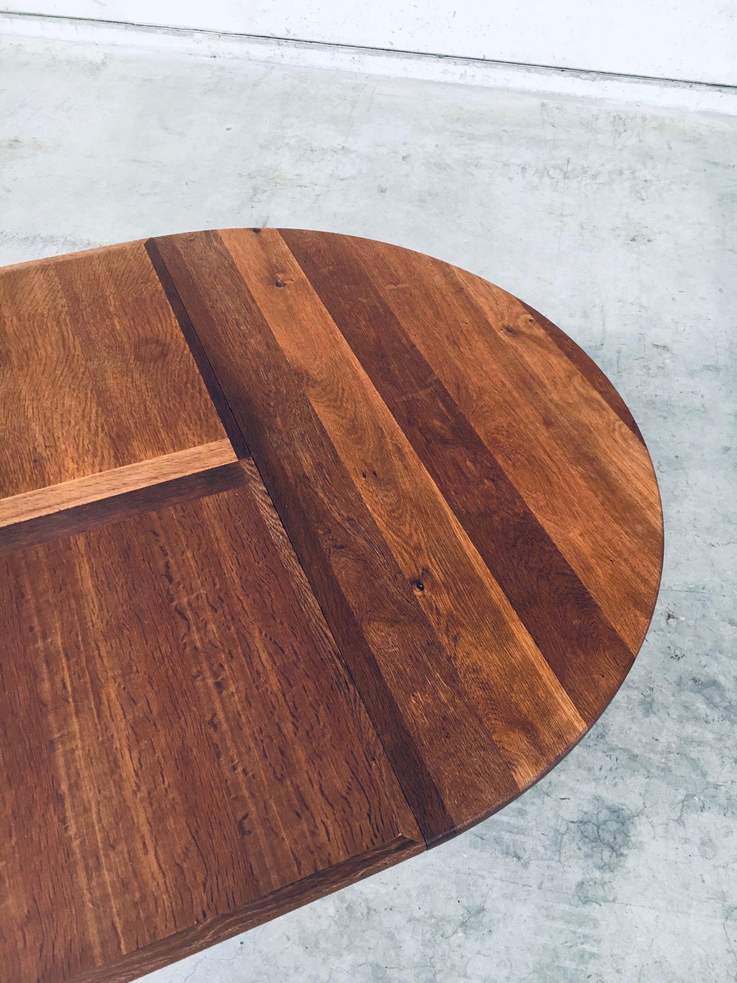 Travail Populaire Solid Oak Extendable Dining table, France 1930's For Sale 7