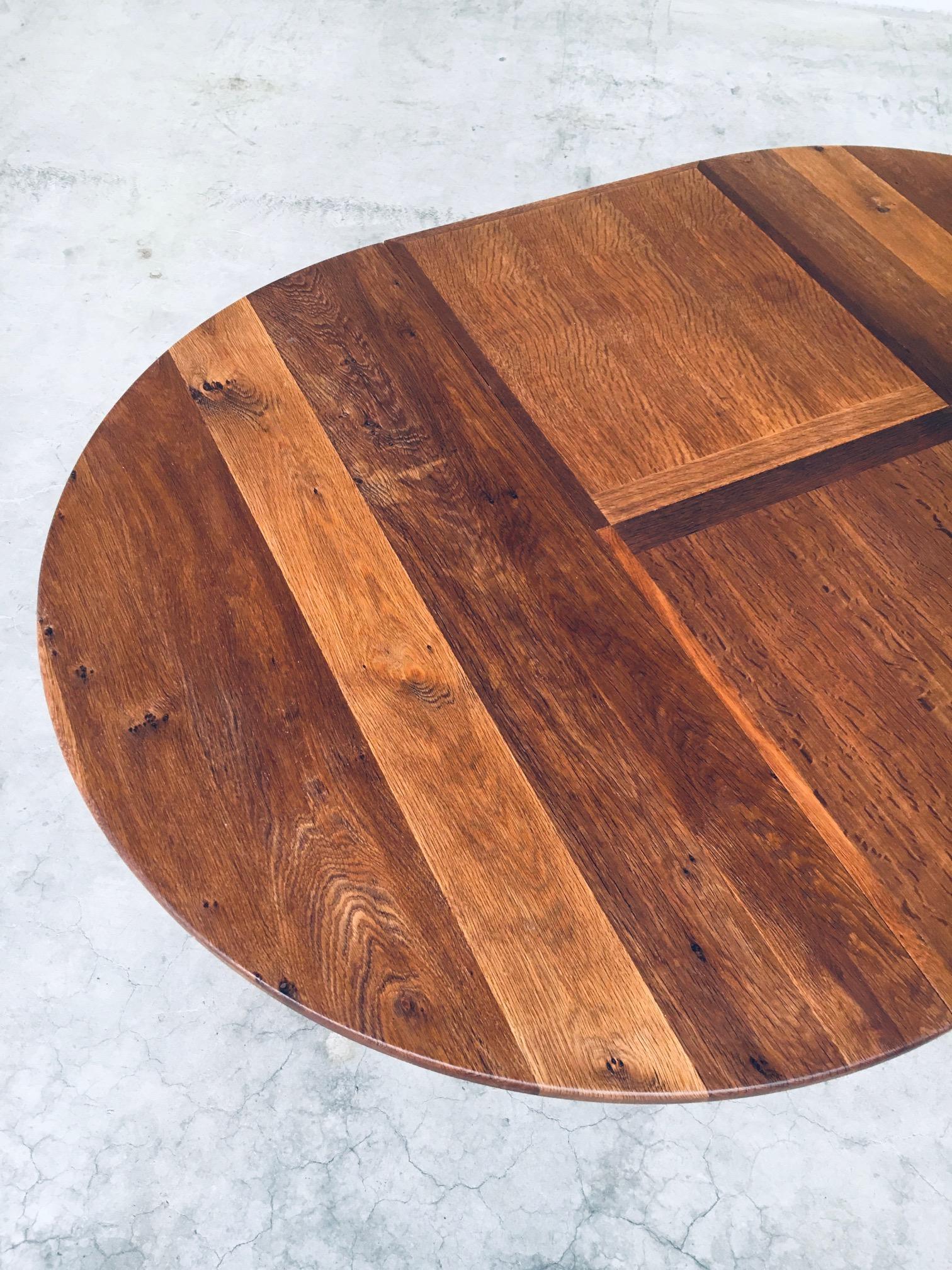 Travail Populaire Solid Oak Extendable Dining table, France 1930's For Sale 8