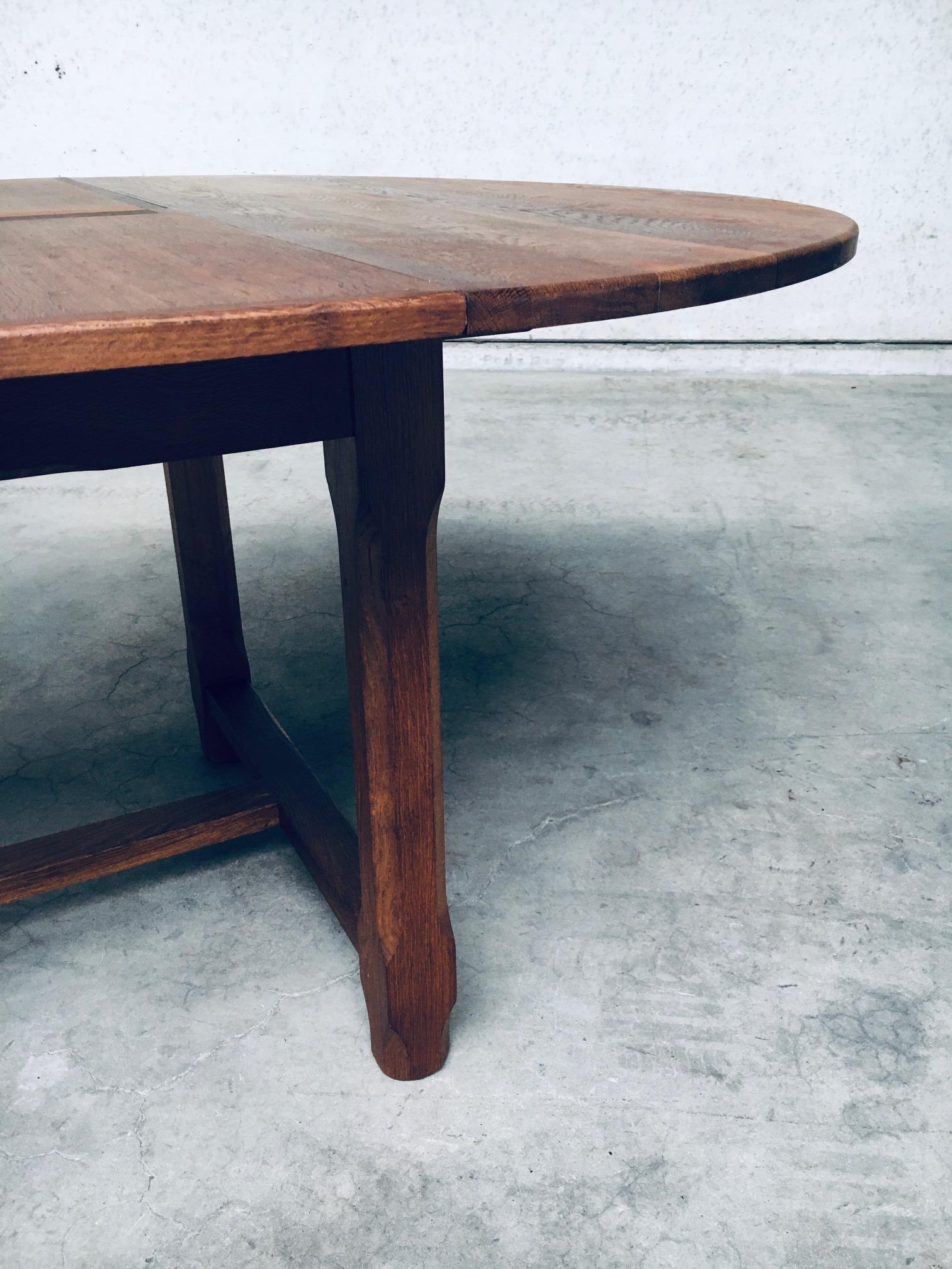 Travail Populaire Solid Oak Extendable Dining table, France 1930's For Sale 9