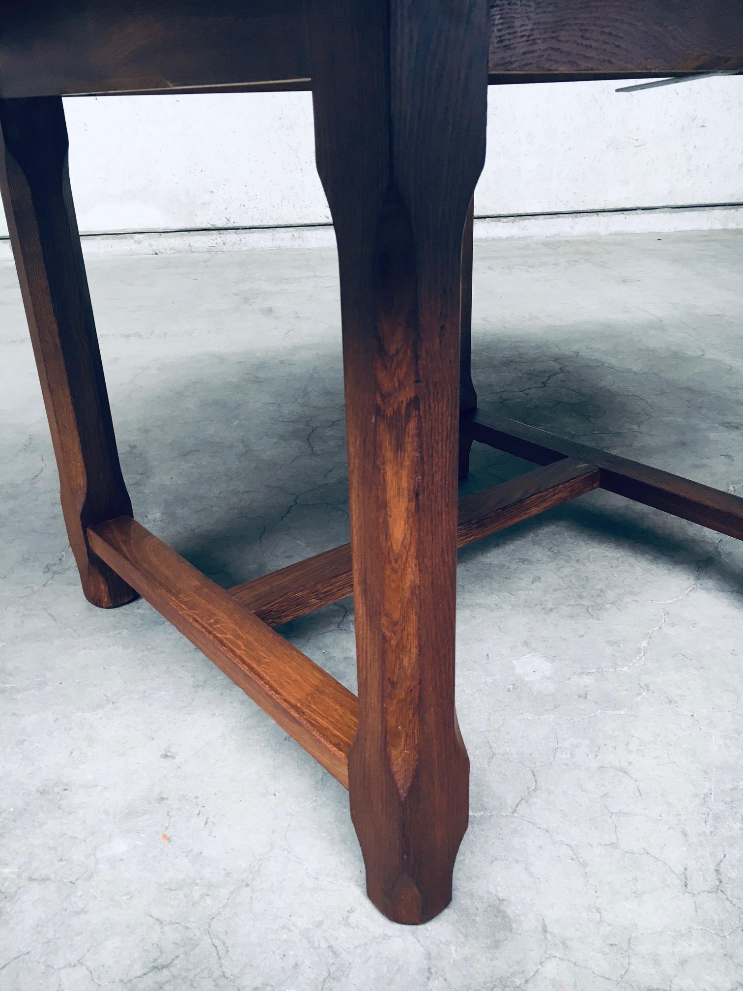 Travail Populaire Solid Oak Extendable Dining table, France 1930's For Sale 11