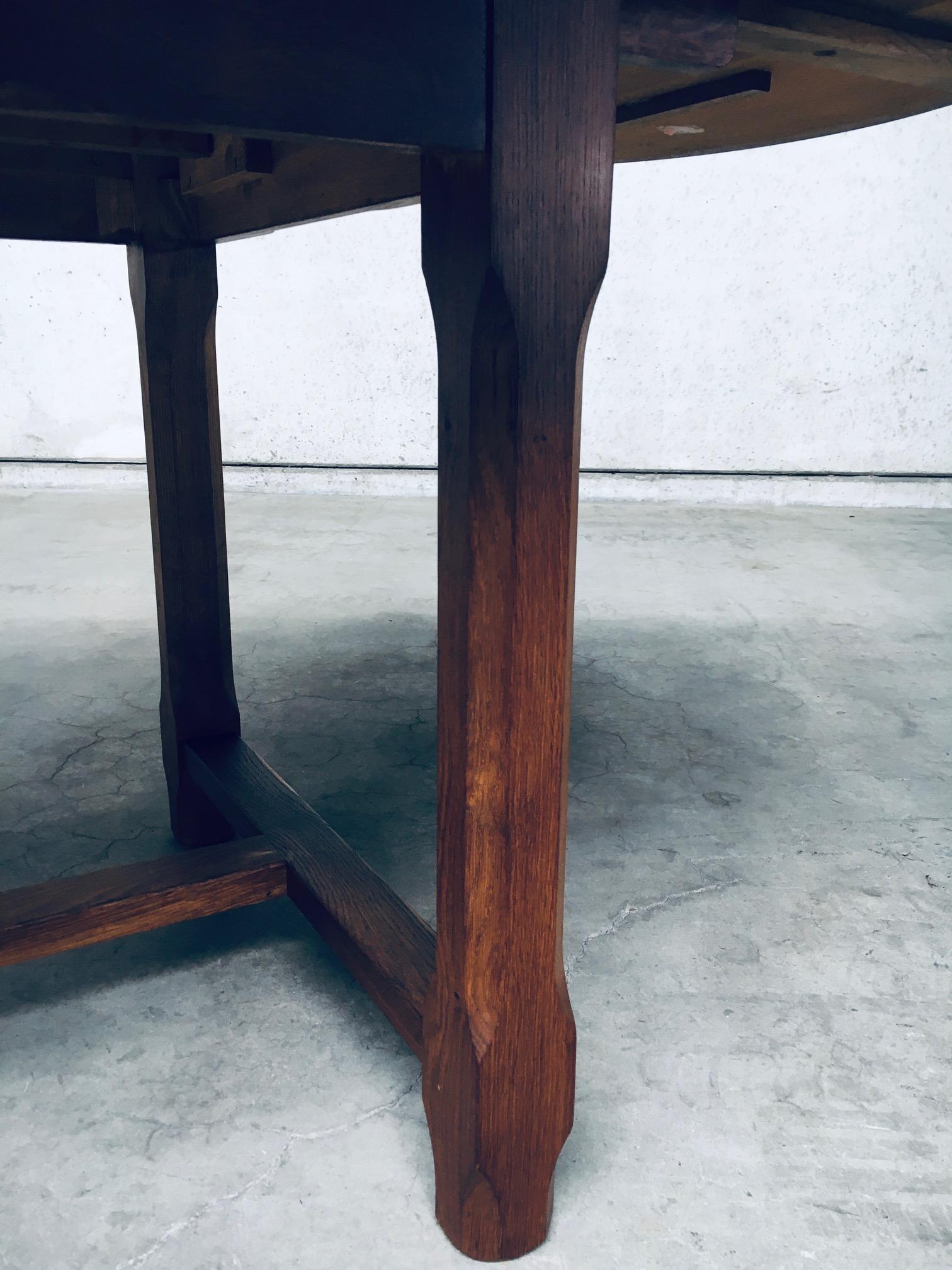 Travail Populaire Solid Oak Extendable Dining table, France 1930's For Sale 13