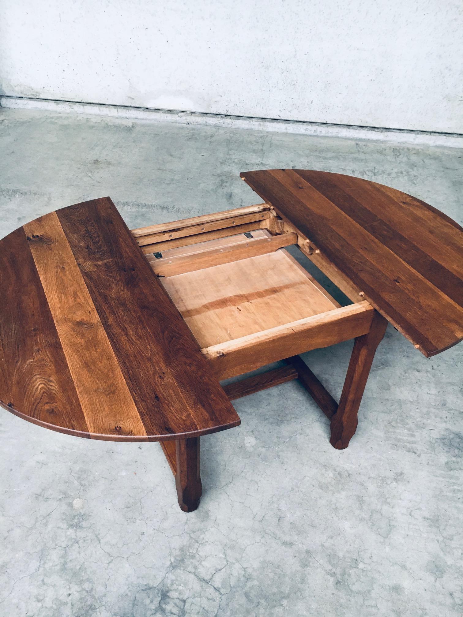 Travail Populaire Solid Oak Extendable Dining table, France 1930's For Sale 2