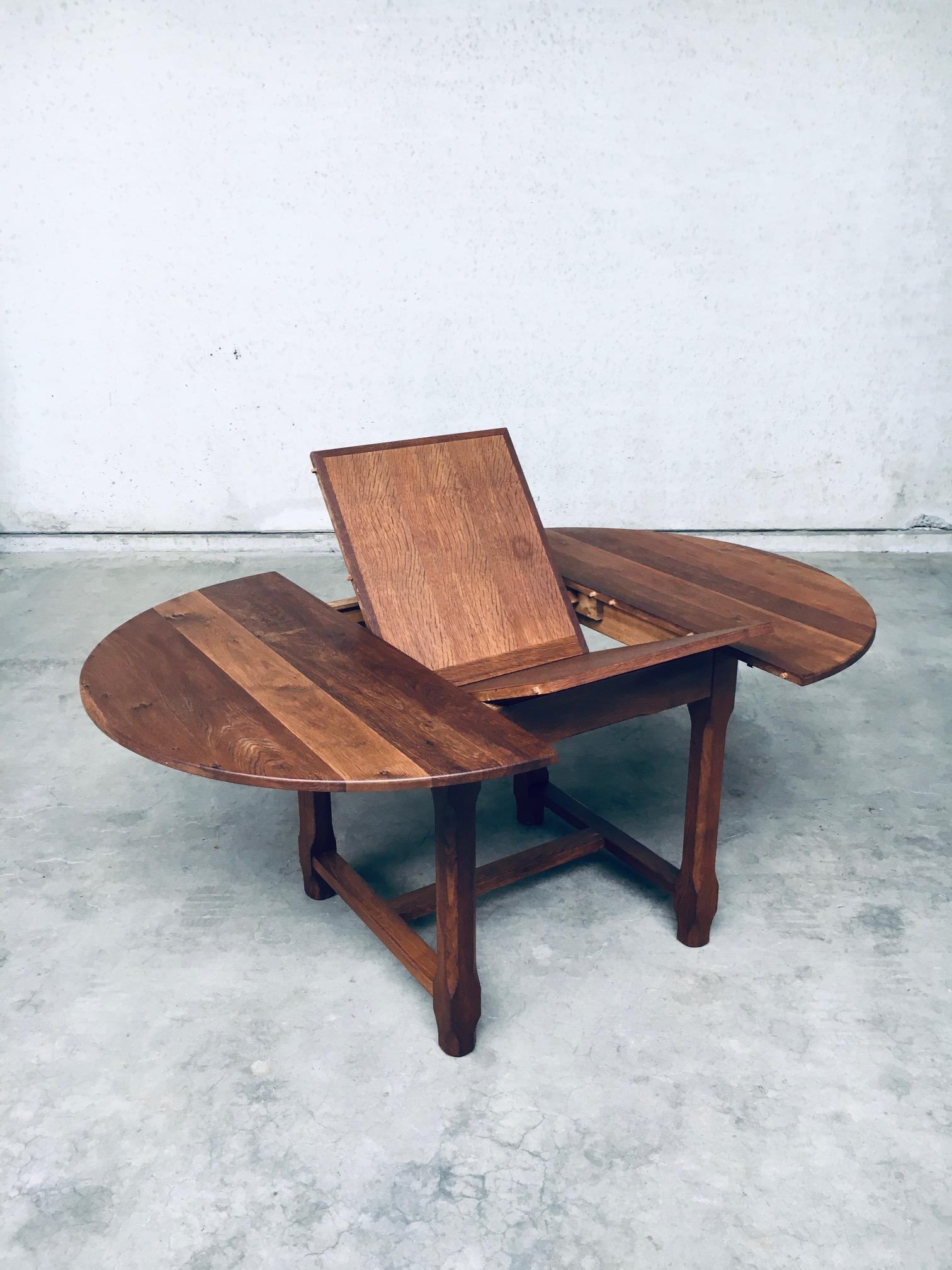 Travail Populaire Solid Oak Extendable Dining table, France 1930's For Sale 3