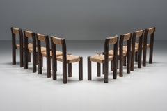 Travaille Français Wood & Straw Dining Chairs, France, 1950s