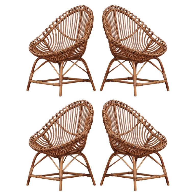 Travasa Giovanni per Bonacina Rattan and Wicker Arm Chair, 1960 For