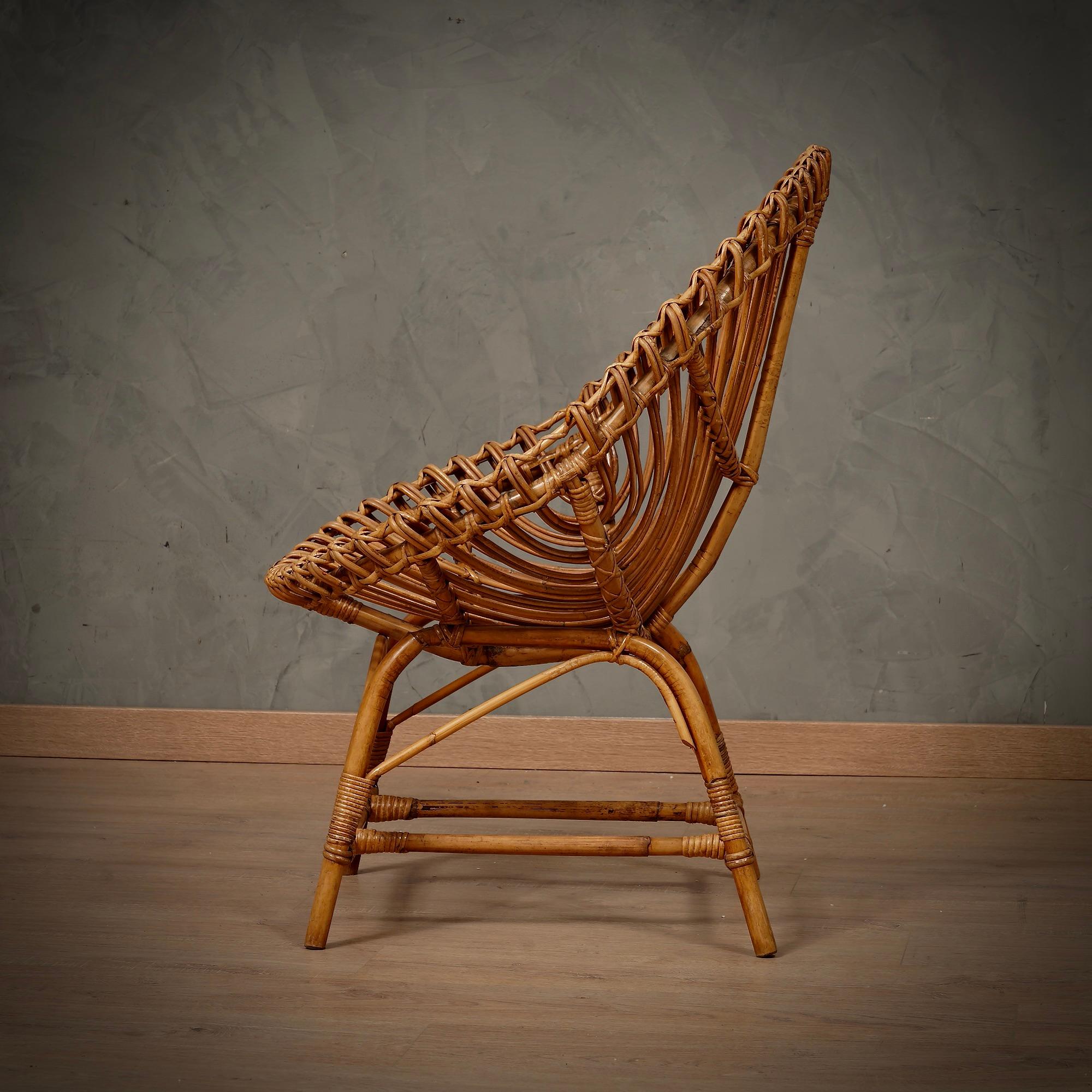 Travasa Giovanni per Bonacina Rattan and Wicker Garden Arm Chair, 1960 4